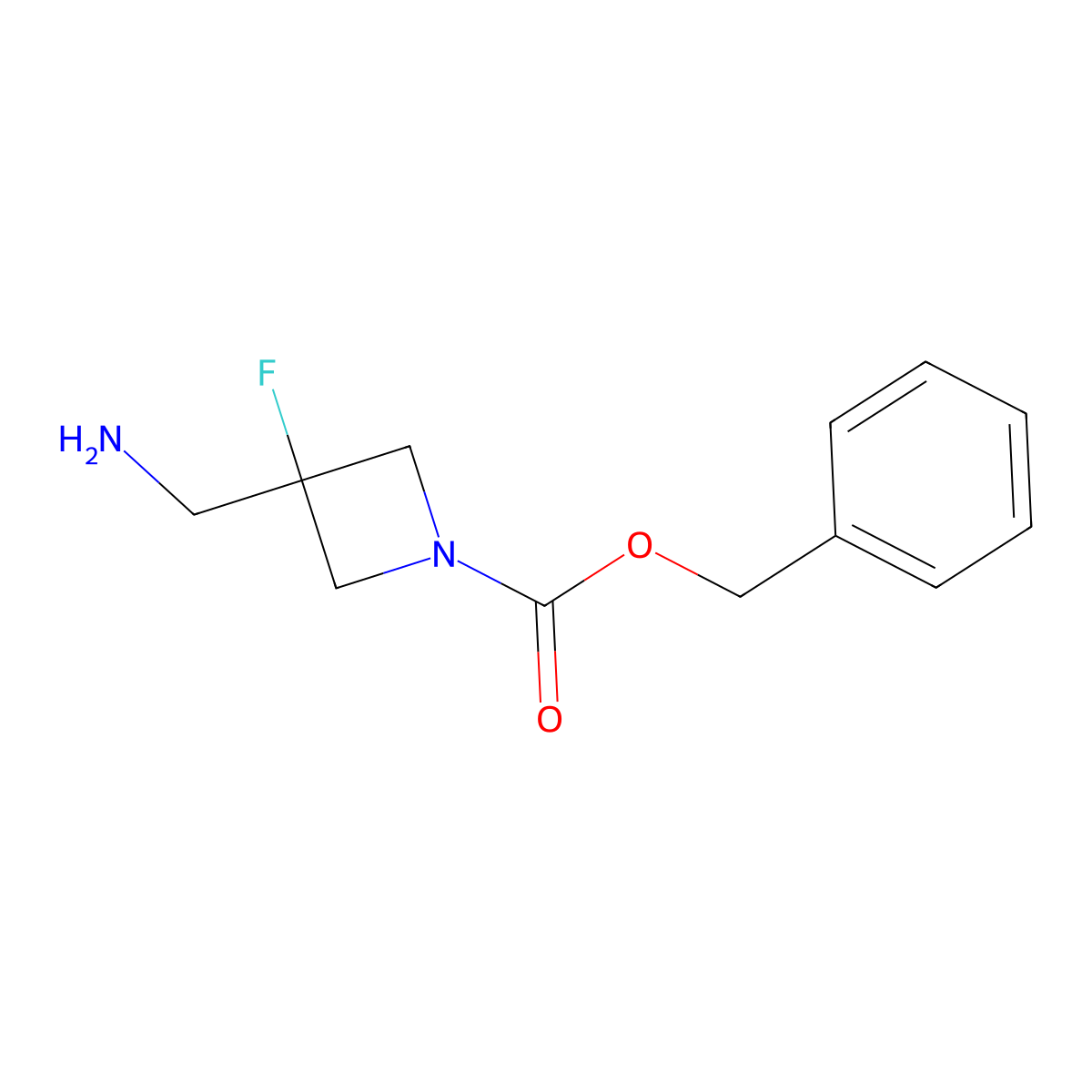 Benzyl 3-(aminomethyl)-3-fluoroazetidine-1-carboxylate molecular structure, CAS 1374654-63-3