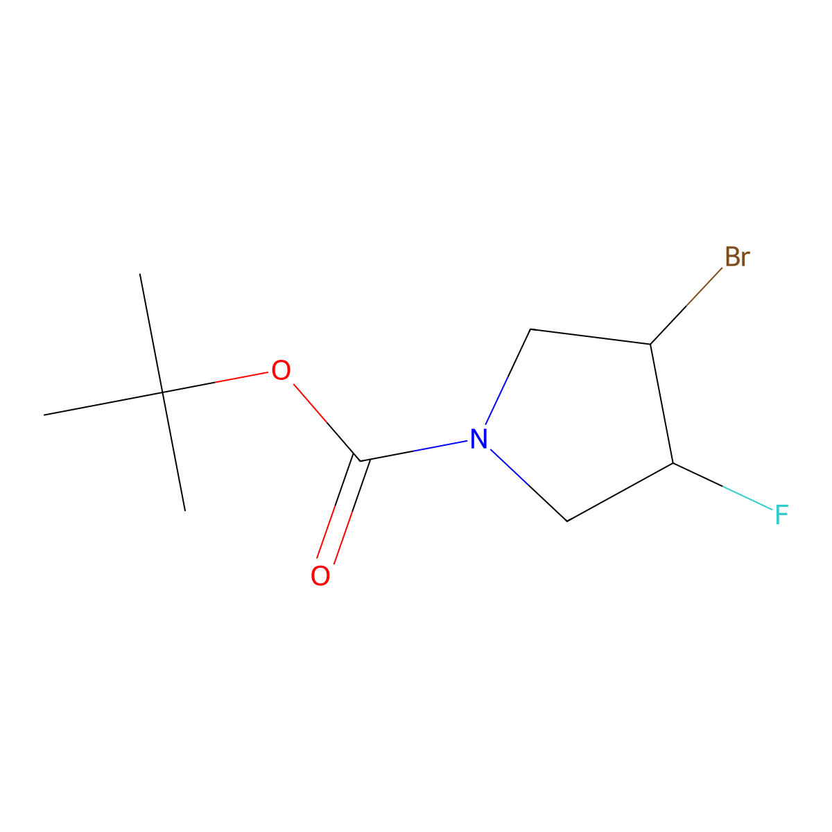 tert-Butyl 3-bromo-4-fluoropyrrolidine-1-carboxylate molecular structure, CAS 1374654-68-8