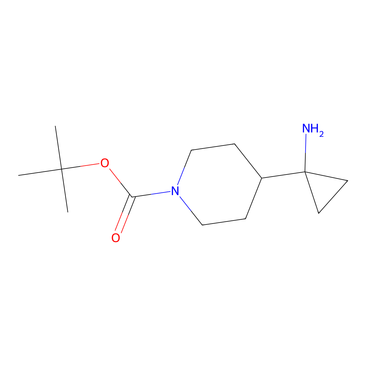 Tert-butyl 4-(1-aminocyclopropyl)piperidine-1-carboxylate molecular structure, CAS 1374654-74-6