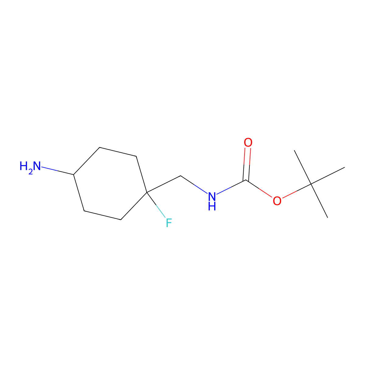 tert-Butyl ((4-amino-1-fluorocyclohexyl)methyl)carbamate molecular structure, CAS 1374654-81-5
