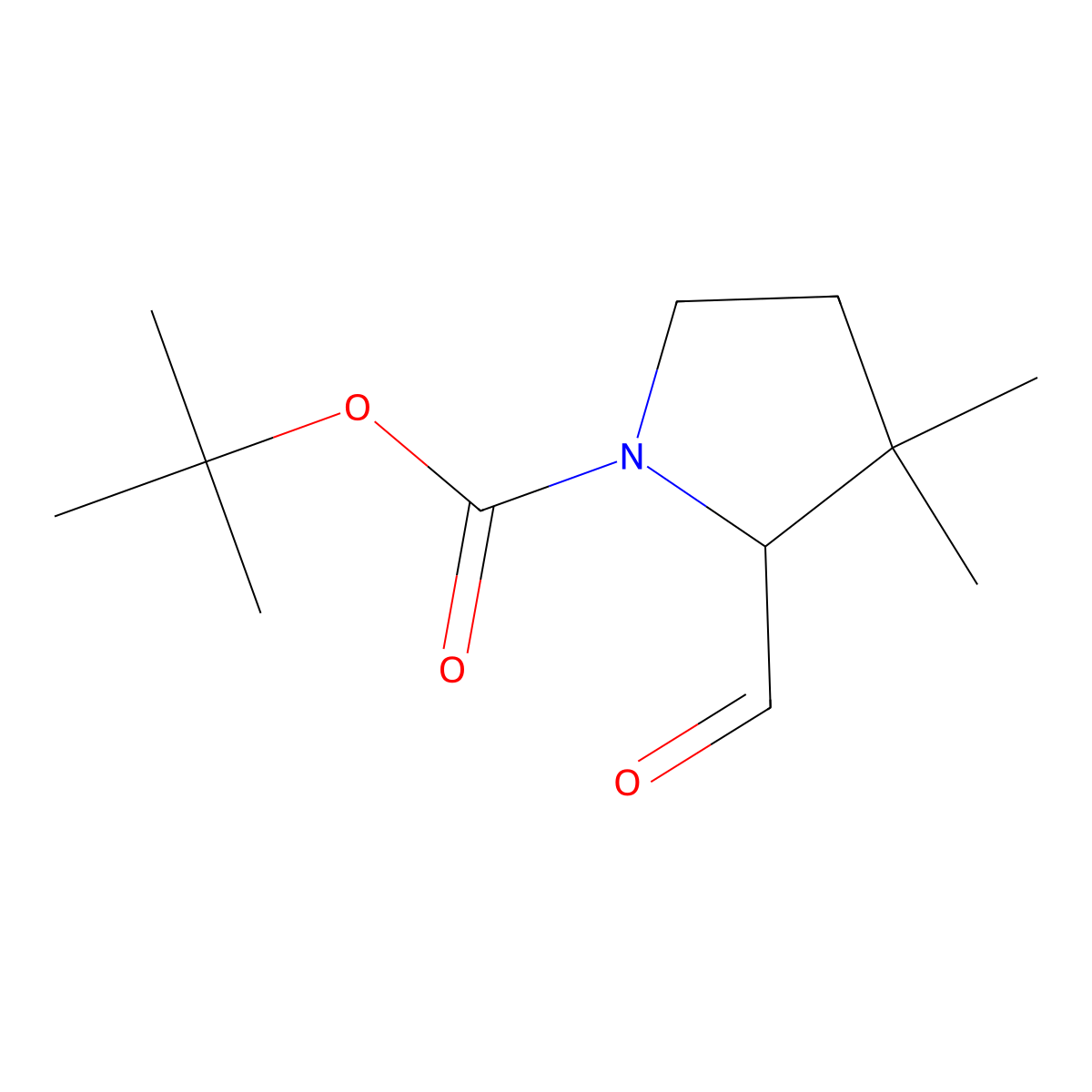Tert-butyl 2-formyl-3,3-dimethylpyrrolidine-1-carboxylate molecular structure, CAS 1374655-42-1
