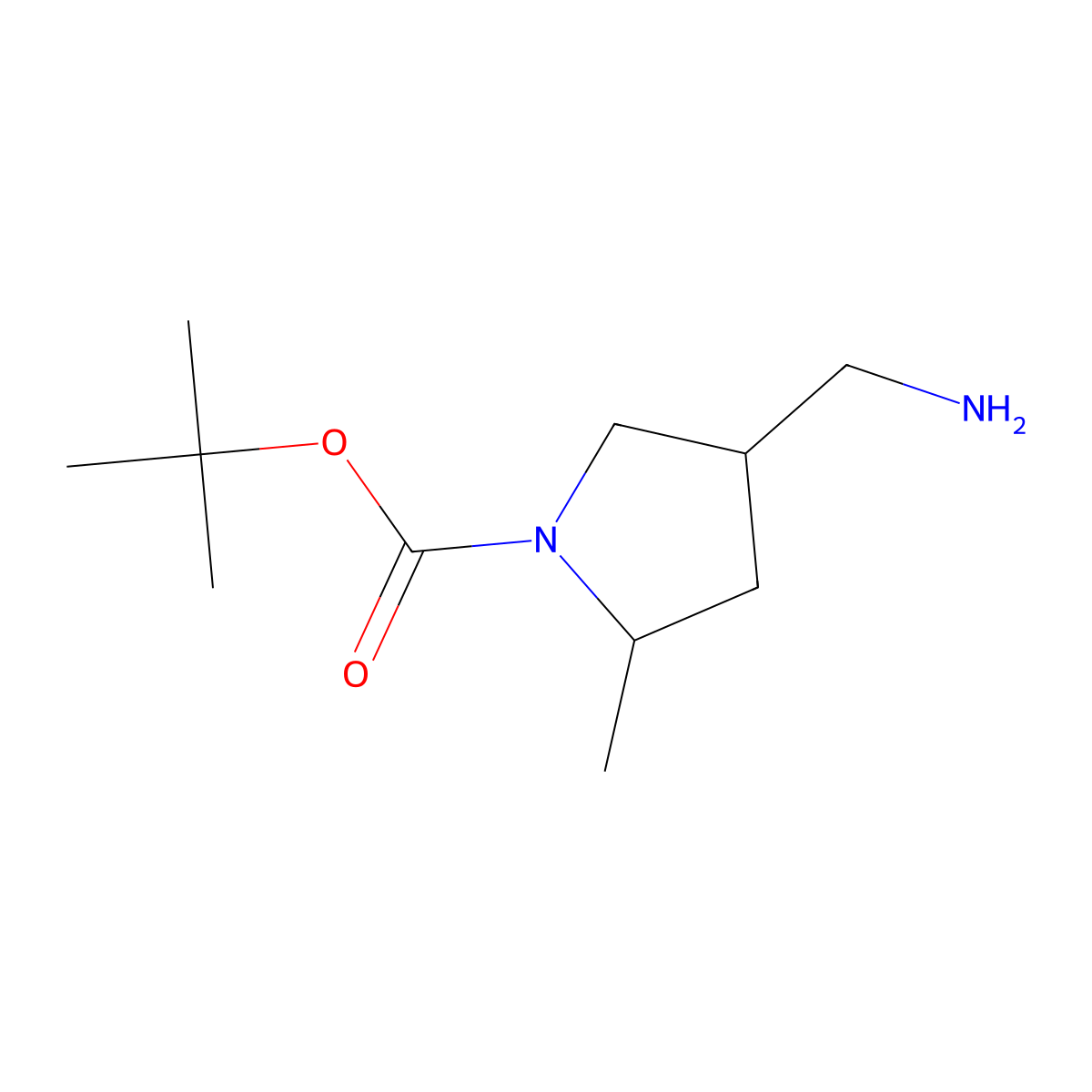 Tert-butyl 4-(aminomethyl)-2-methylpyrrolidine-1-carboxylate molecular structure, CAS 1374655-49-8