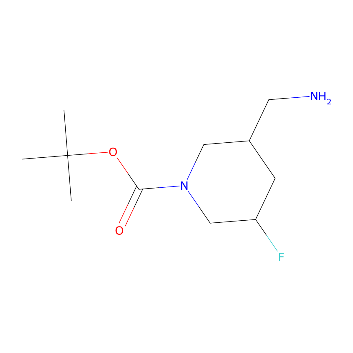 Tert-butyl 3-(aminomethyl)-5-fluoropiperidine-1-carboxylate molecular structure, CAS 1374655-64-7