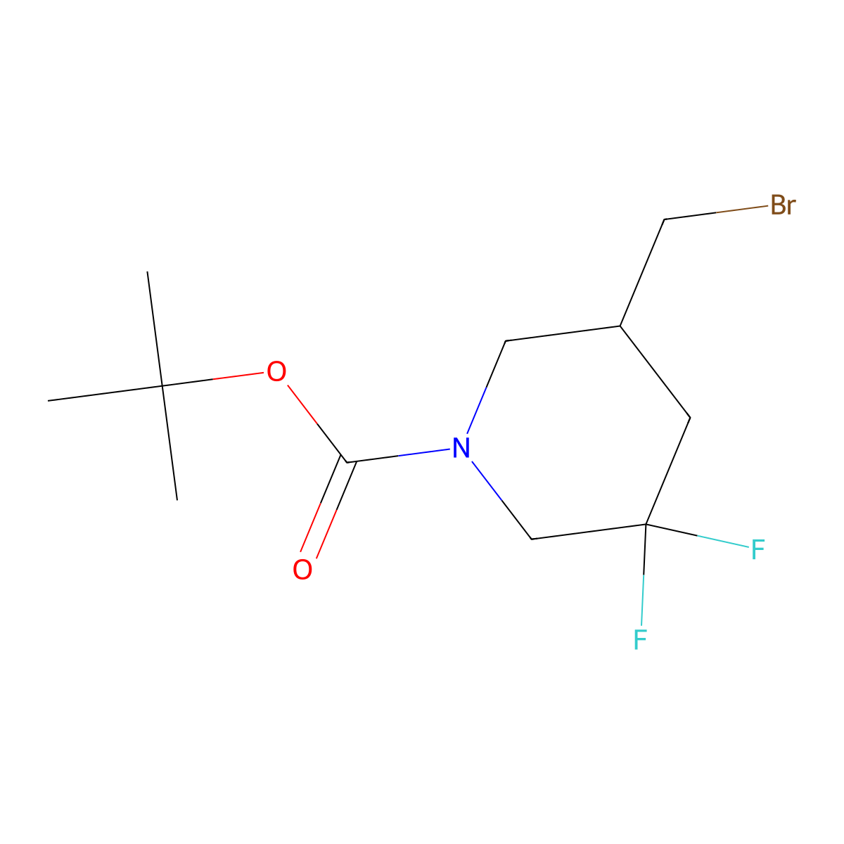 1-Boc-3-bromomethyl-5,5-difluoropiperidine molecular structure, CAS 1374656-05-9