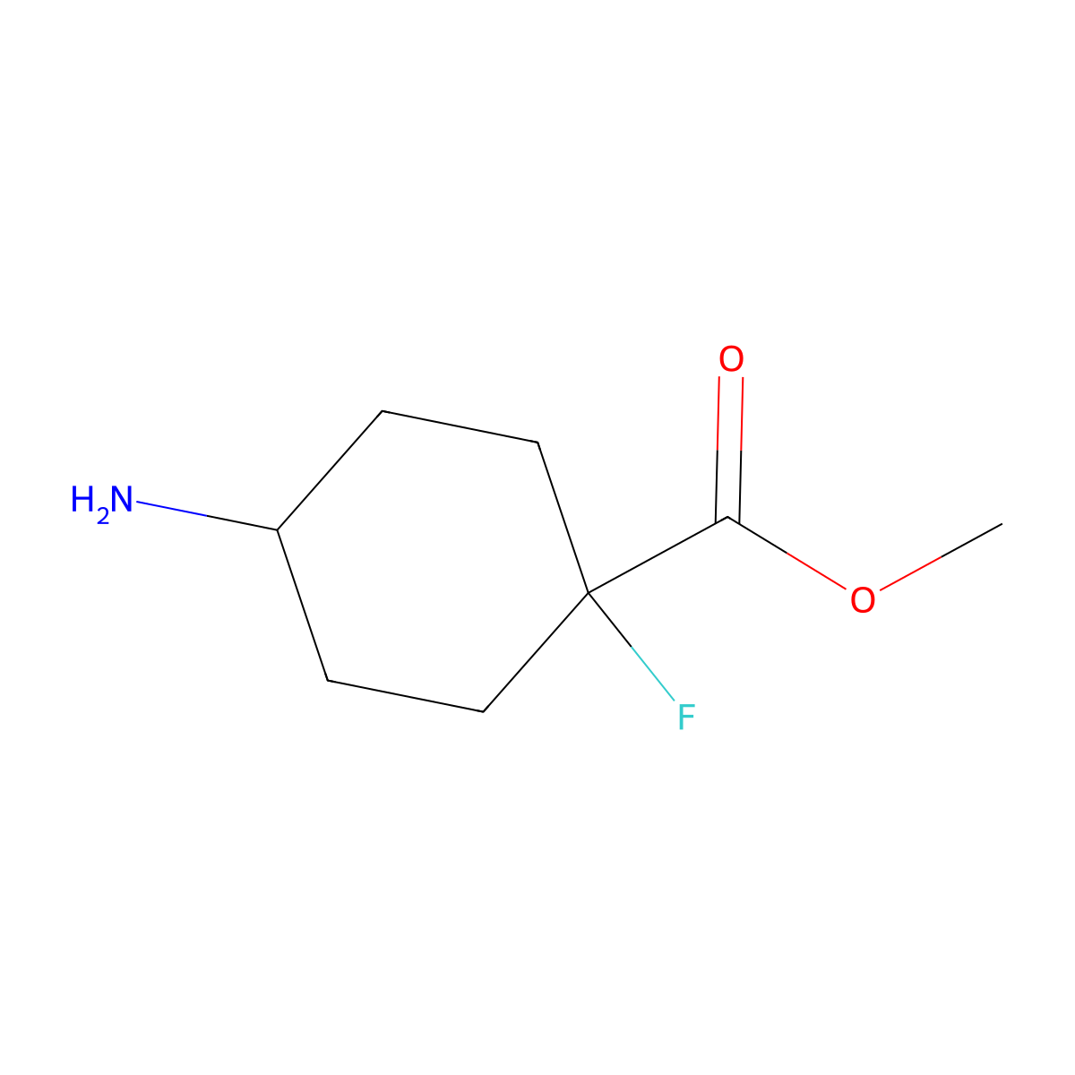 Methyl 4-amino-1-fluorocyclohexane-1-carboxylate molecular structure, CAS 1374656-13-9