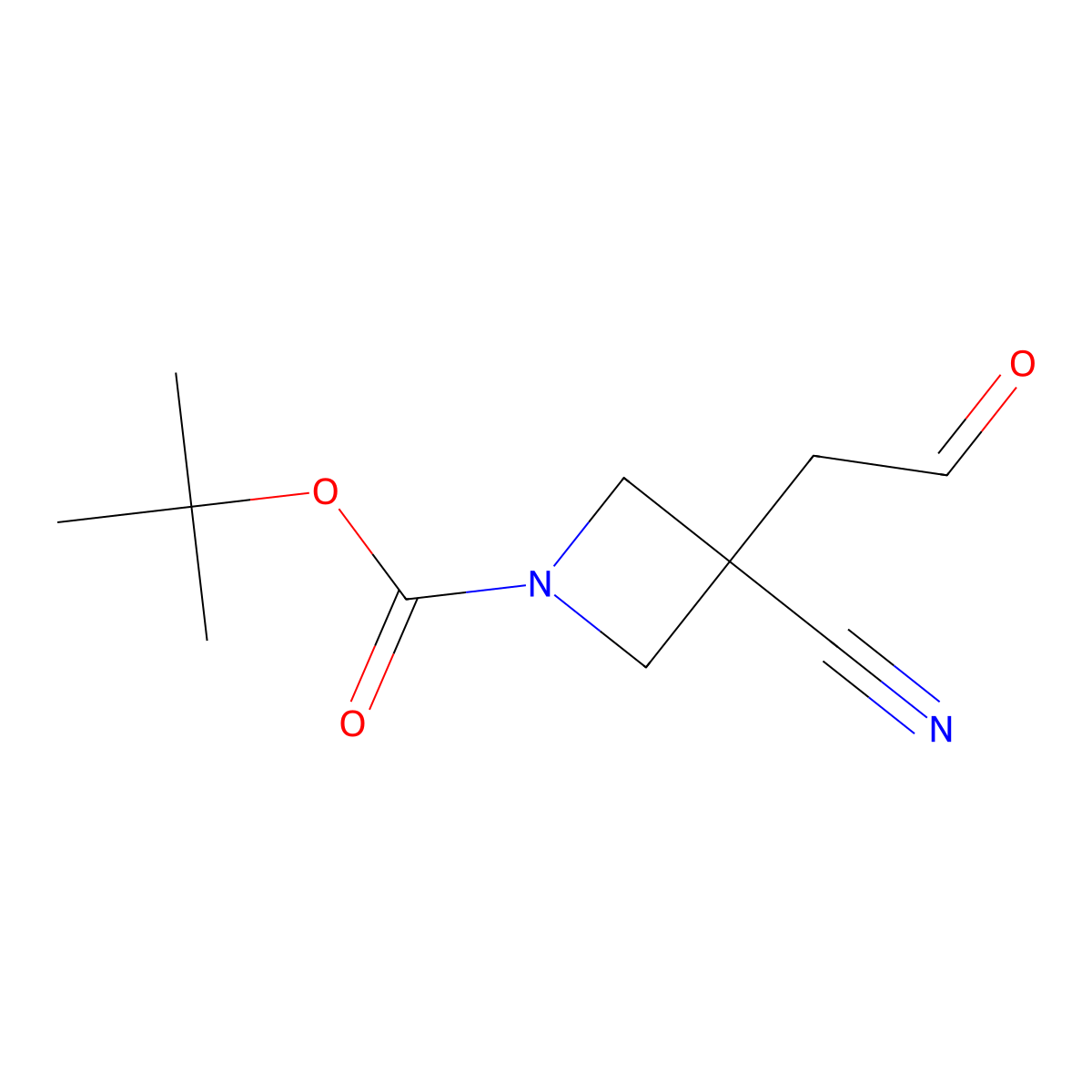 Tert-butyl 3-cyano-3-(2-oxoethyl)azetidine-1-carboxylate molecular structure, CAS 1374656-46-8