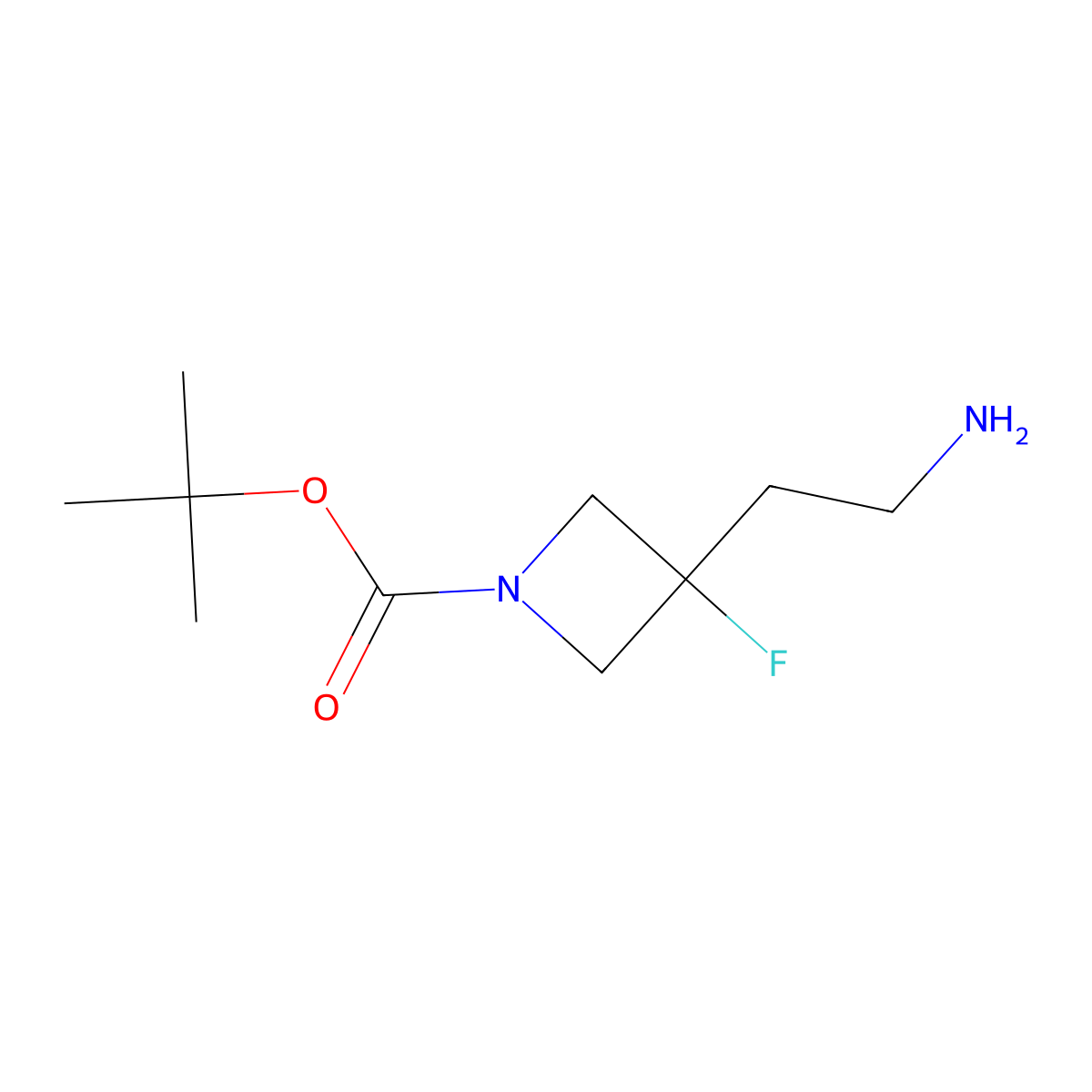Tert-butyl 3-(2-aminoethyl)-3-fluoroazetidine-1-carboxylate molecular structure, CAS 1374656-53-7