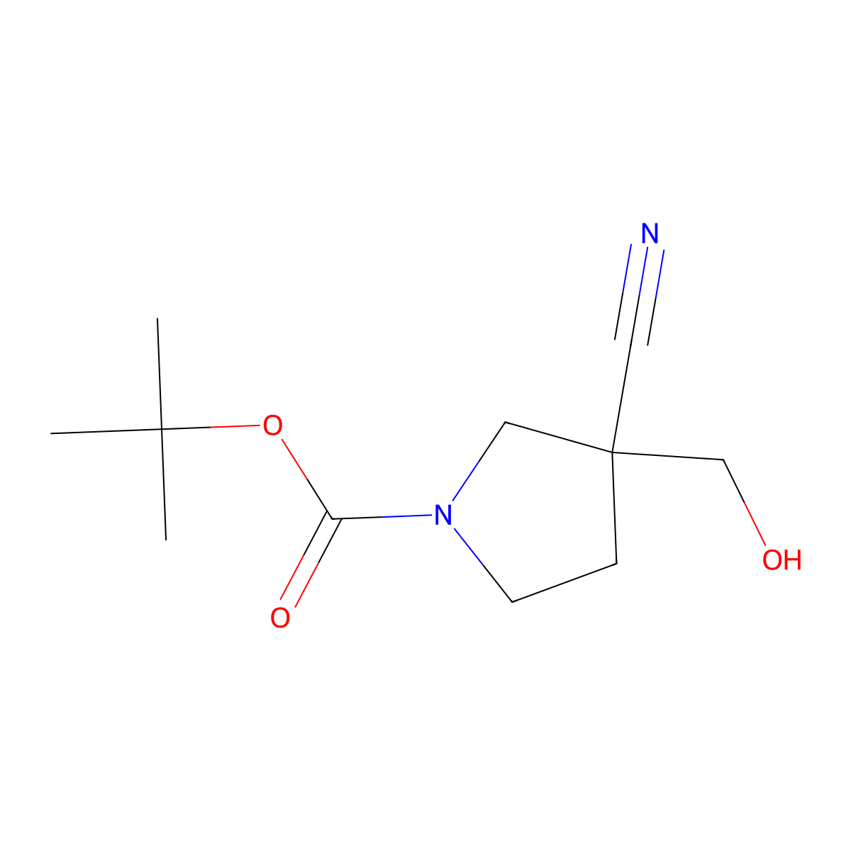 tert-Butyl 3-cyano-3-(hydroxymethyl)pyrrolidine-1-carboxylate molecular structure, CAS 1374656-61-7