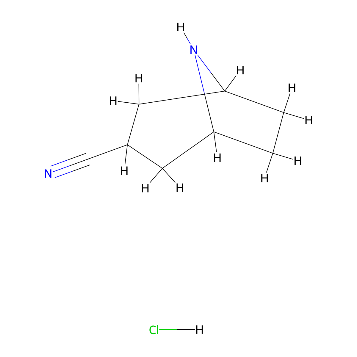 8-Azabicyclo[3.2.1]octane-3-carbonitrile hydrochloride molecular structure, CAS 1374656-75-3
