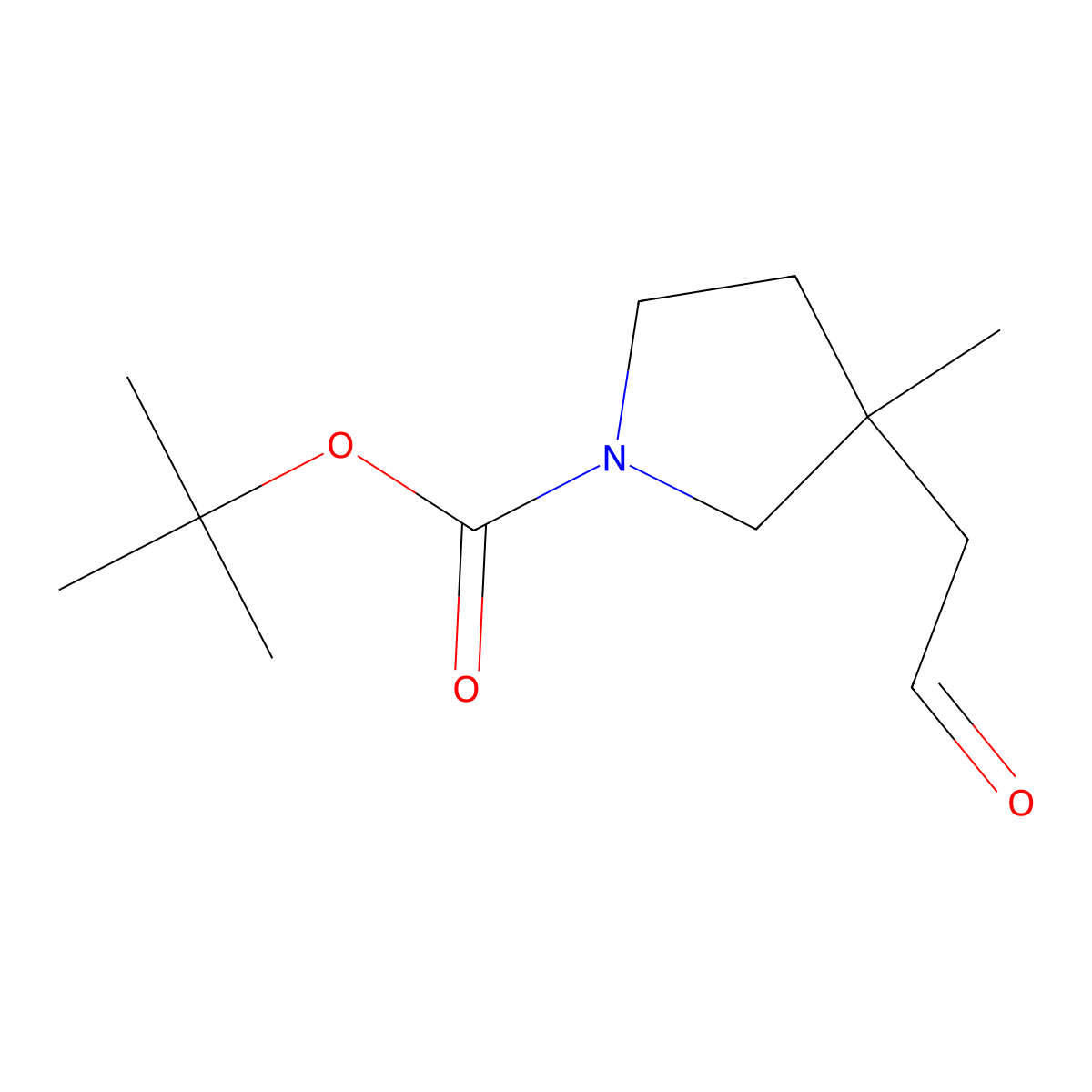Tert-butyl 3-methyl-3-(2-oxoethyl)pyrrolidine-1-carboxylate molecular structure, CAS 1374657-21-2