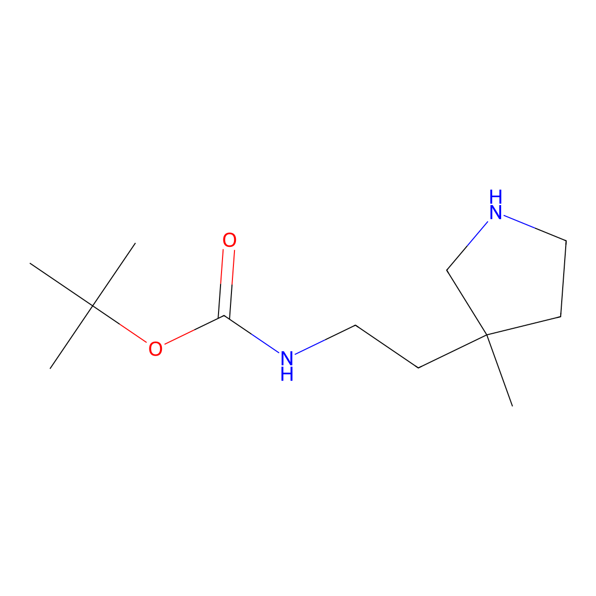 tert-butyl N-[2-(3-methylpyrrolidin-3-yl)ethyl]carbamate molecular structure, CAS 1374657-24-5