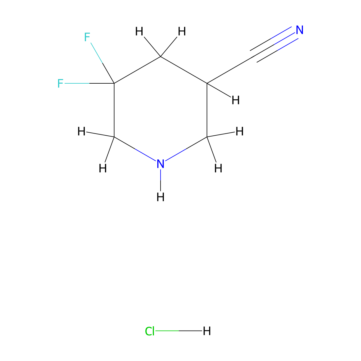 5,5-Difluoropiperidine-3-carbonitrile hydrochloride molecular structure, CAS 1374657-32-5