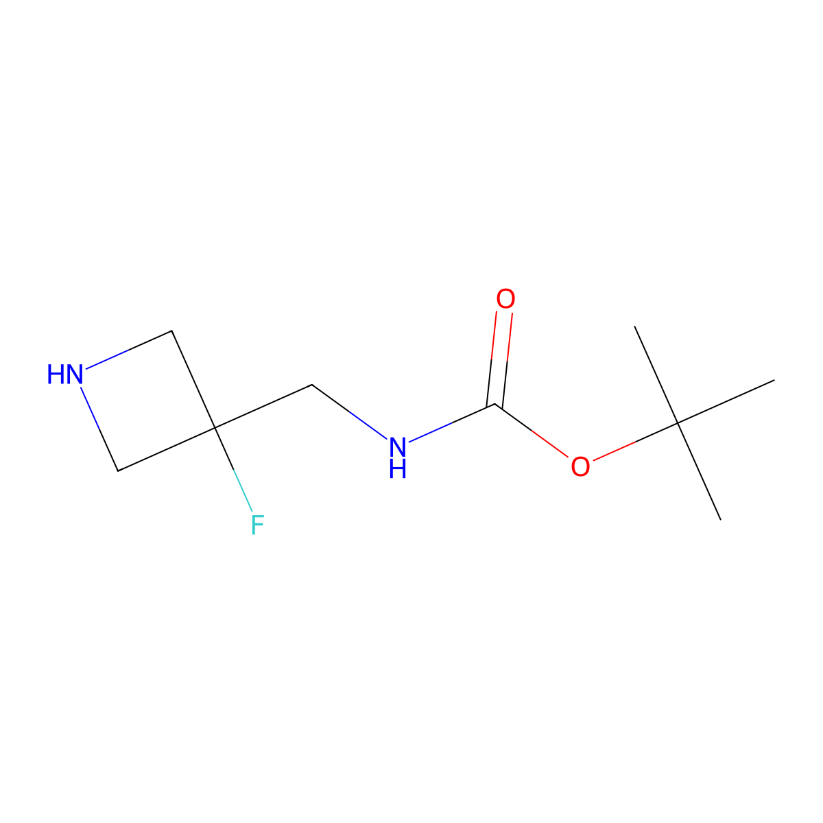 tert-butyl N-[(3-fluoroazetidin-3-yl)methyl]carbamate molecular structure, CAS 1374657-58-5