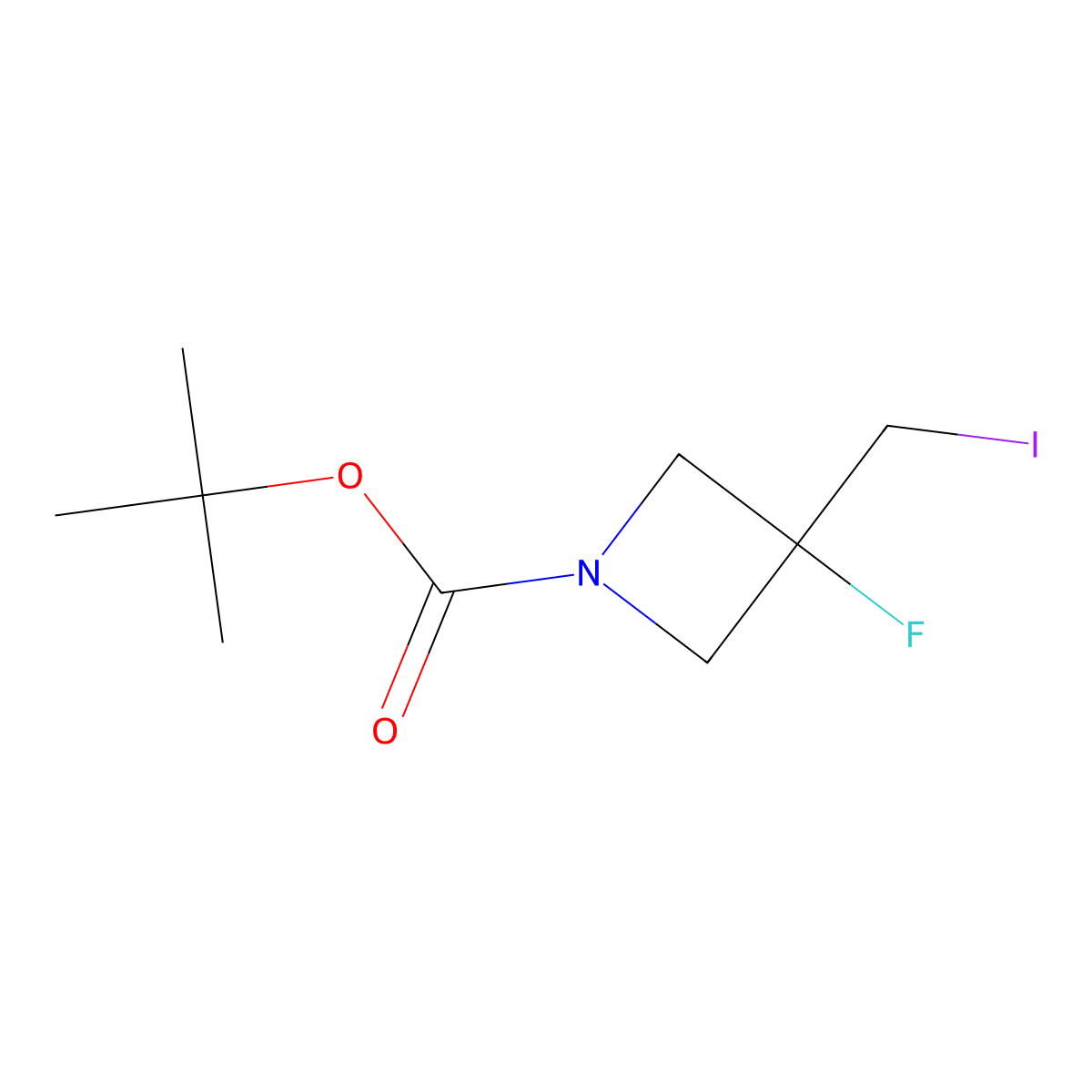1-Boc-3-iodomethyl-3-fluoroazetidine molecular structure, CAS 1374657-64-3