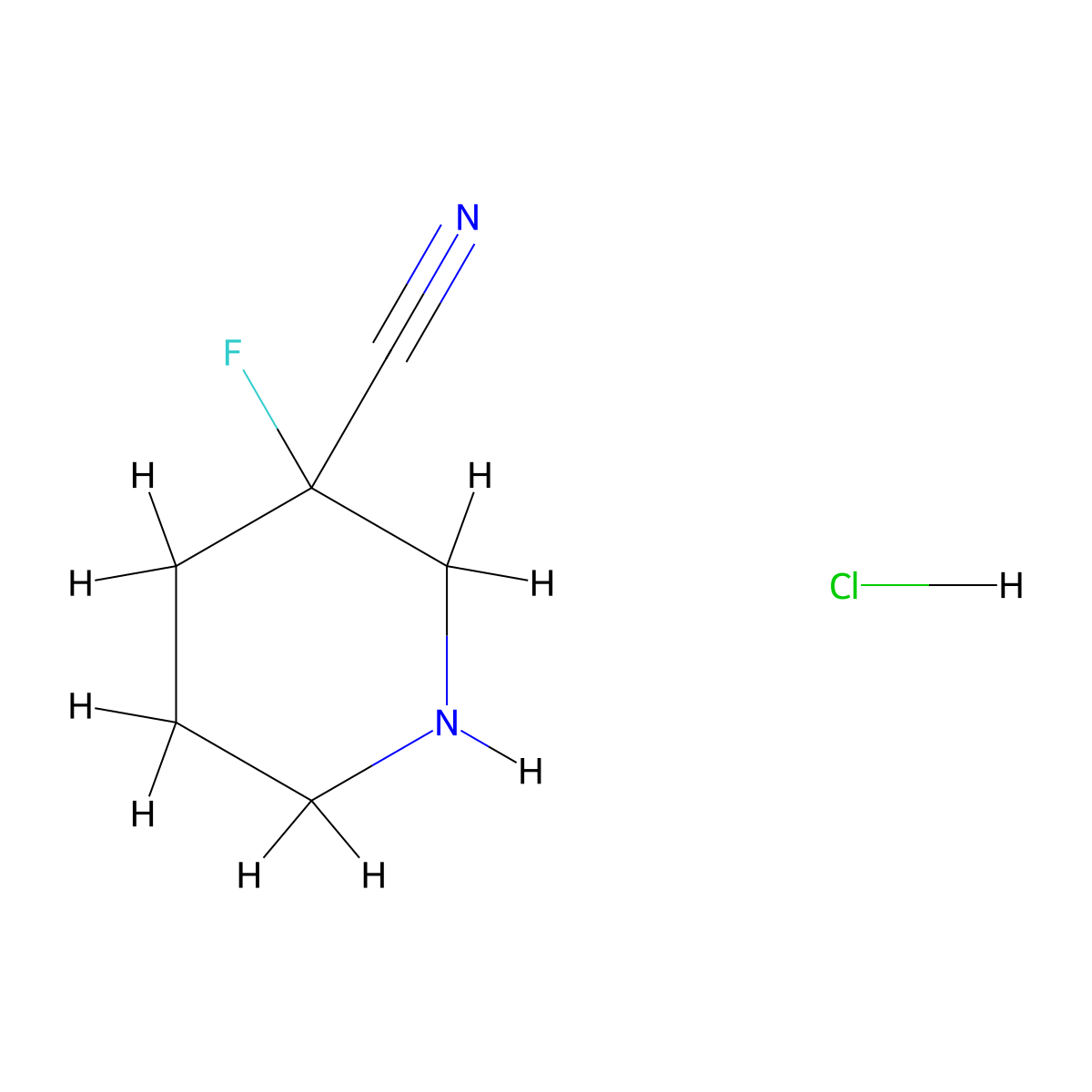 3-Cyano-3-fluoropiperidine hcl molecular structure, CAS 1374657-66-5