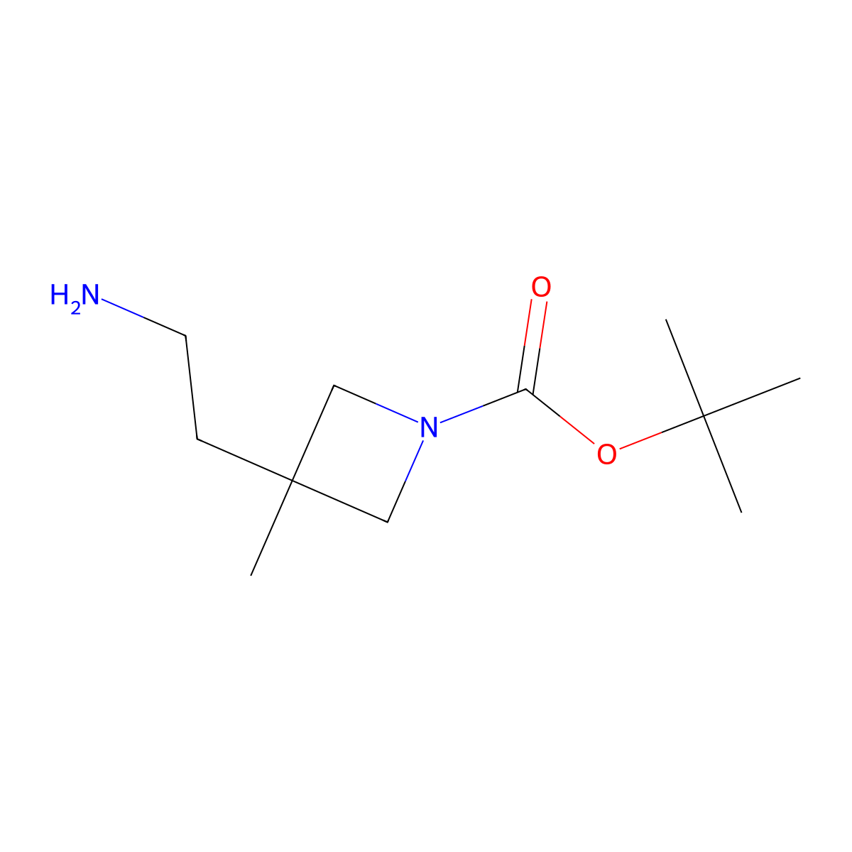 Tert-butyl 3-(2-aminoethyl)-3-methylazetidine-1-carboxylate molecular structure, CAS 1374657-78-9