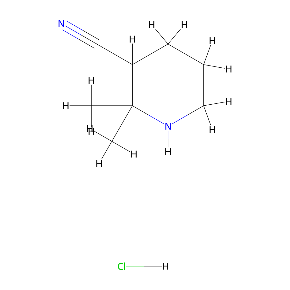 2,2-Dimethylpiperidine-3-carbonitrile hydrochloride molecular structure, CAS 1374658-07-7
