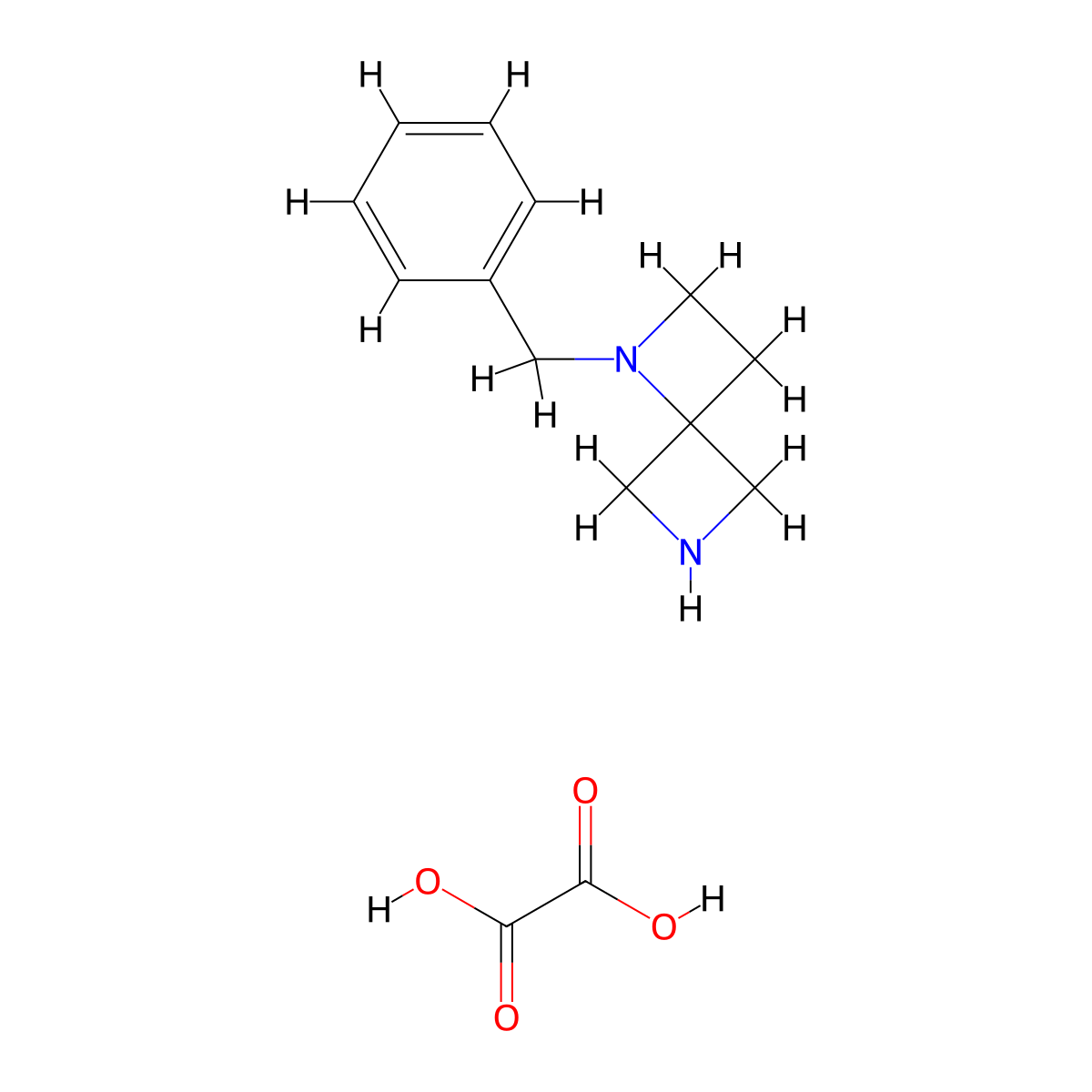 1,6-Diazaspiro(3.3)heptane, 1-(phenylmethyl)-, ethanedioate (1:1) molecular structure, CAS 1374659-14-9