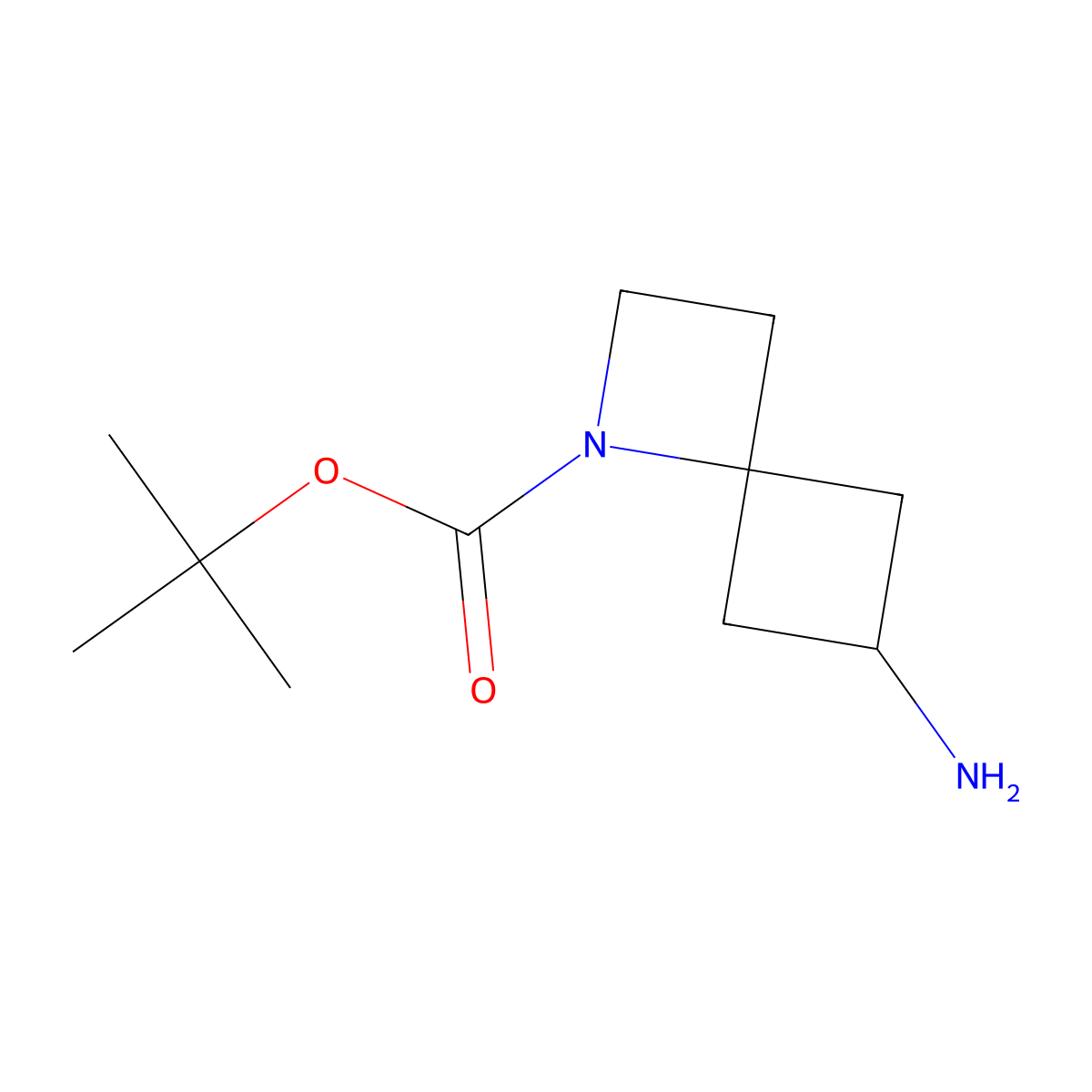 Tert-butyl 6-amino-1-azaspiro(3.3)heptane-1-carboxylate molecular structure, CAS 1374659-19-4