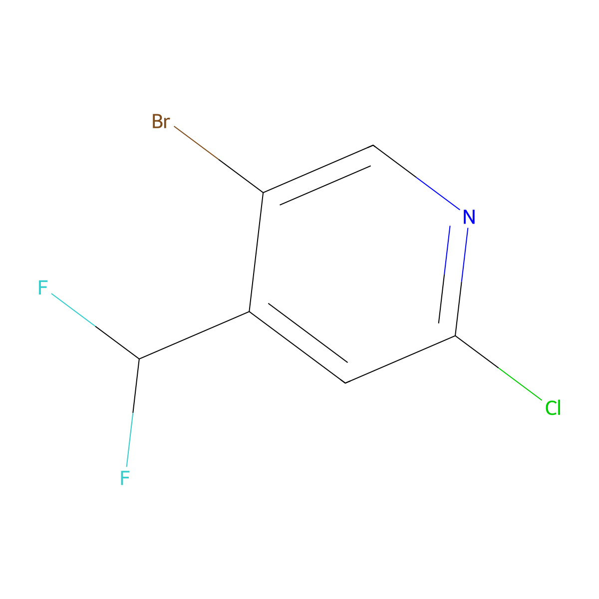 5-Bromo-2-chloro-4-(difluoromethyl)pyridine molecular structure, CAS 1374659-34-3
