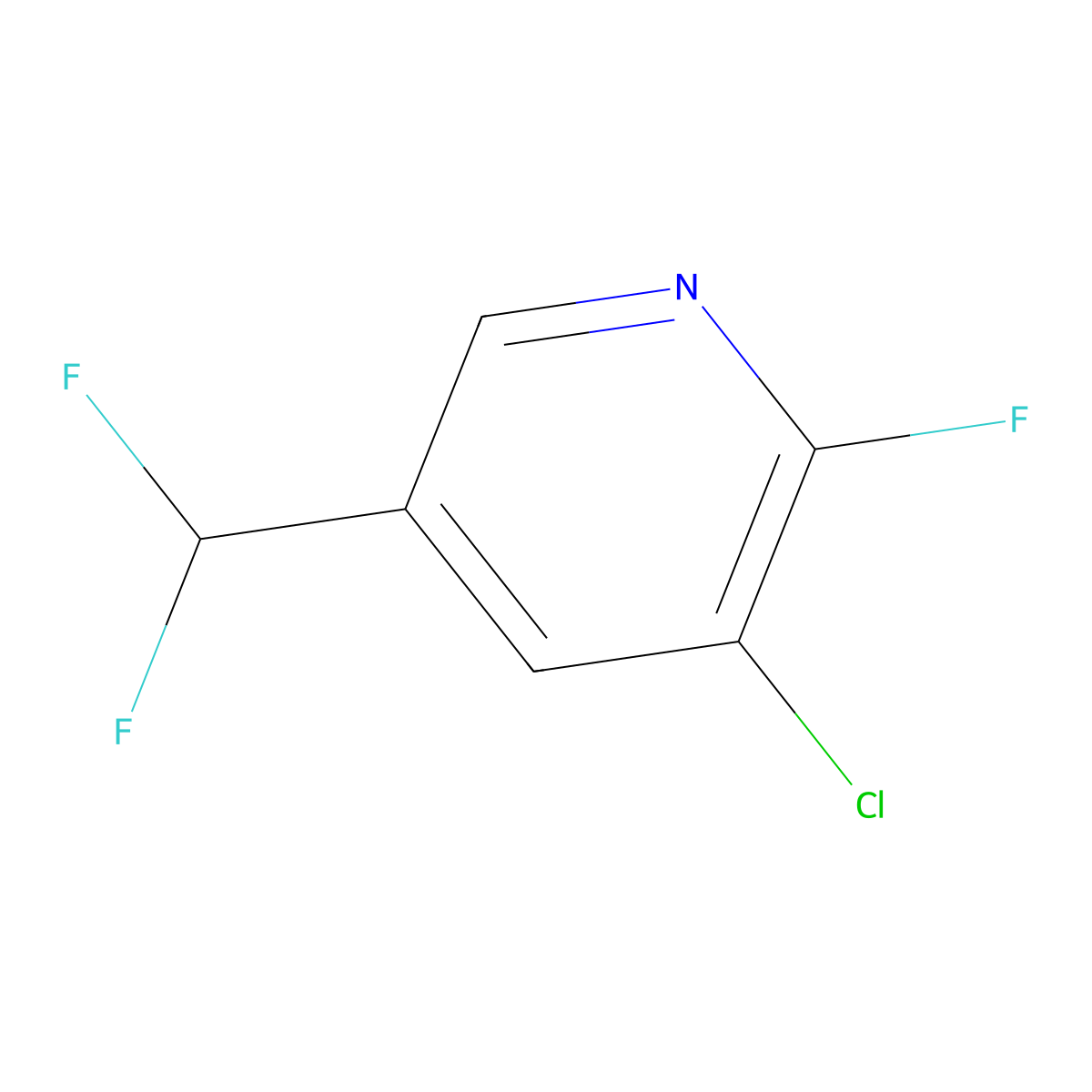 3-Chloro-5-(difluoromethyl)-2-fluoro-pyridine molecular structure, CAS 1374659-45-6