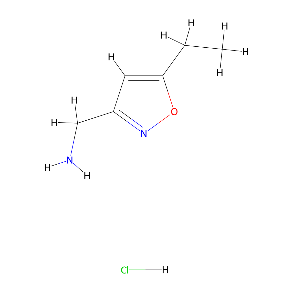 (5-Ethyl-1,2-oxazol-3-yl)methanamine hydrochloride molecular structure, CAS 1374659-47-8