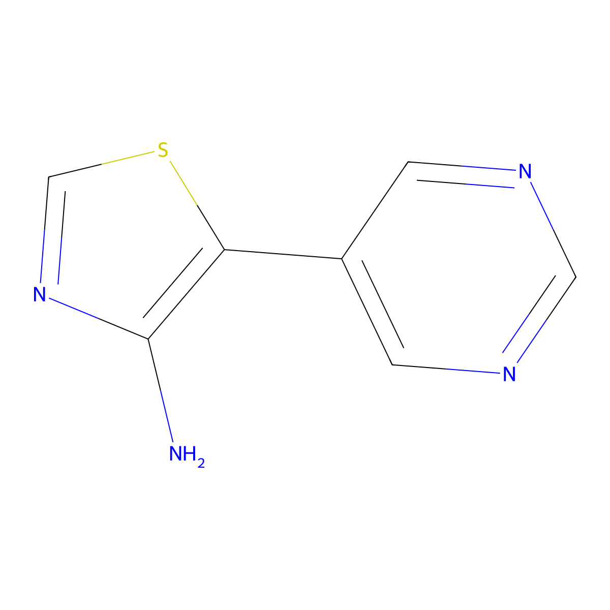 4-Amino-5-(5-pyrimidyl)thiazole molecular structure, CAS 1374664-27-3