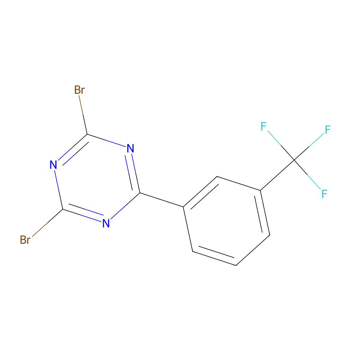 2,4-Dibromo-6-(3-trifluoromethylphenyl)-1,3,5-triazine molecular structure, CAS 1374664-37-5