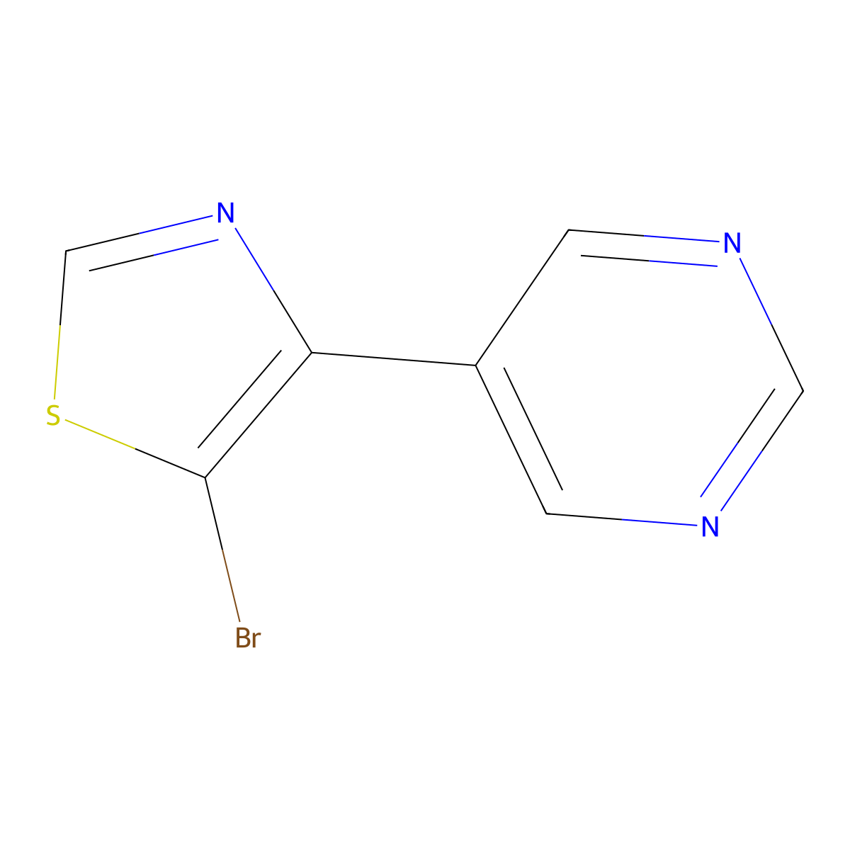5-Bromo-4-(5-pyrimidyl)thiazole molecular structure, CAS 1374664-39-7