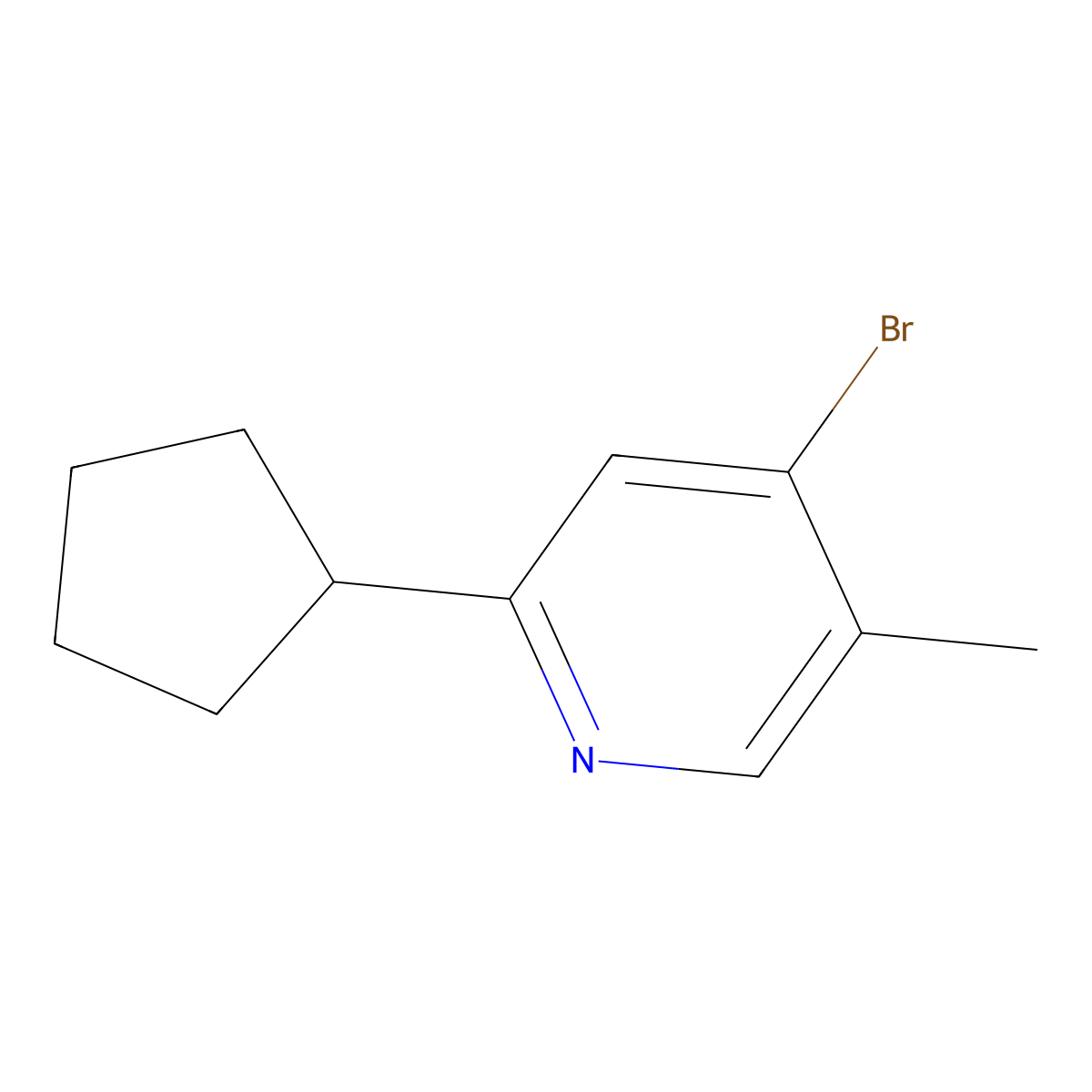 4-Bromo-5-methyl-2-(cyclopentyl)pyridine molecular structure, CAS 1374664-49-9
