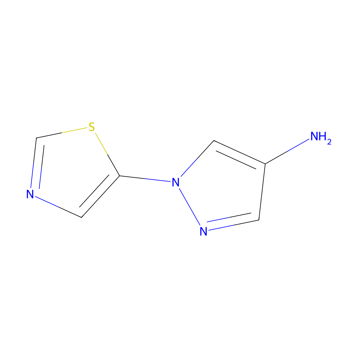 1-(Thiazol-5-yl)-4-aminopyrazole molecular structure, CAS 1374664-50-2