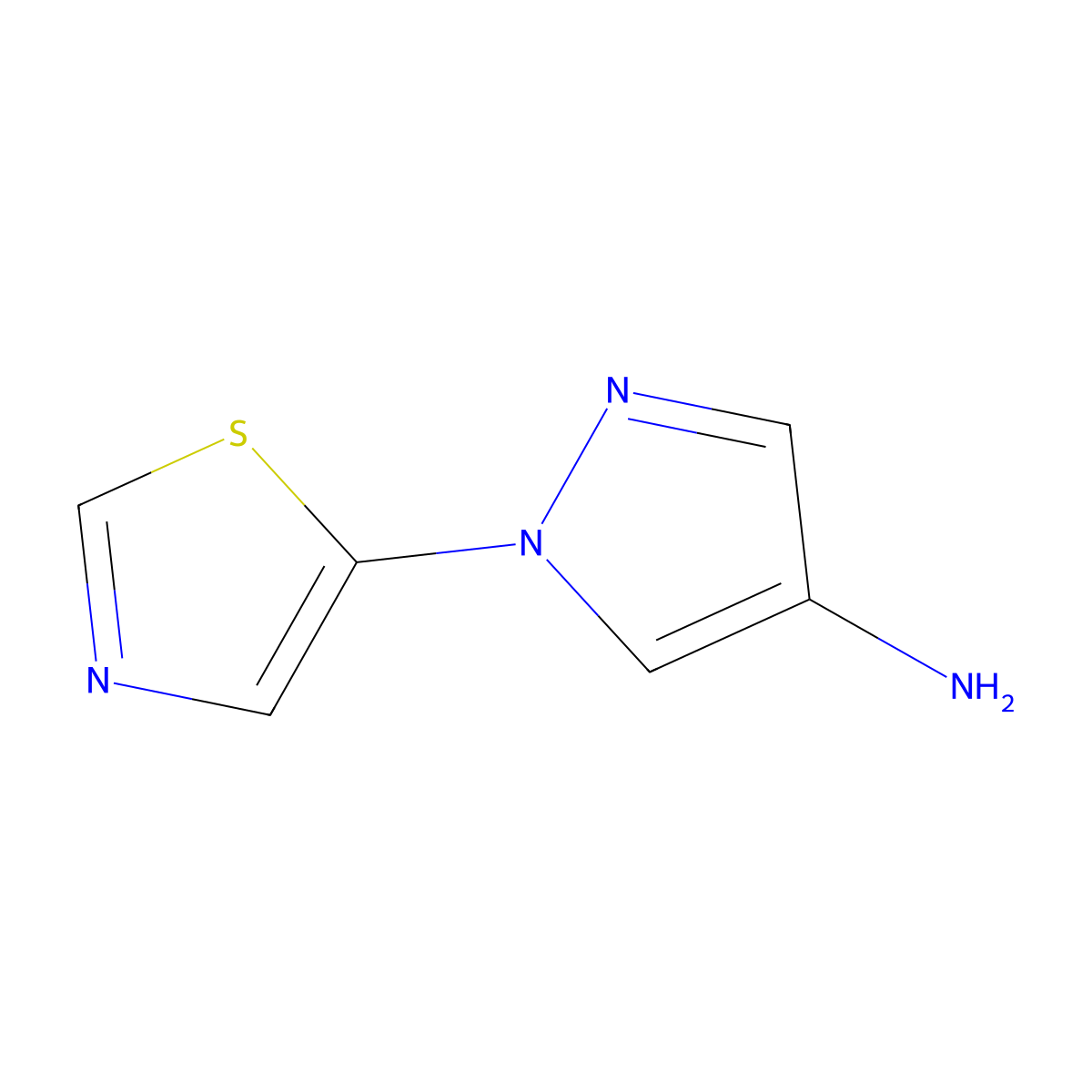 1-(Thiazol-5-yl)-4-aminopyrazole molecular structure, CAS 1374664-50-2