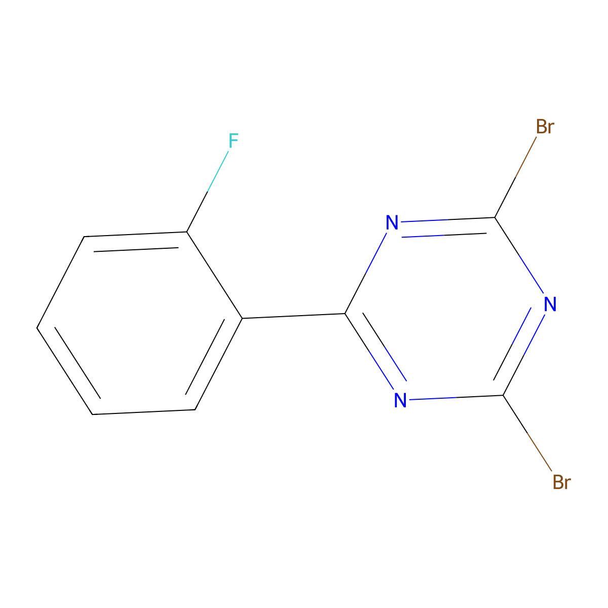 2,4-Dibromo-6-(2-fluorophenyl)-1,3,5-triazine molecular structure, CAS 1374664-52-4