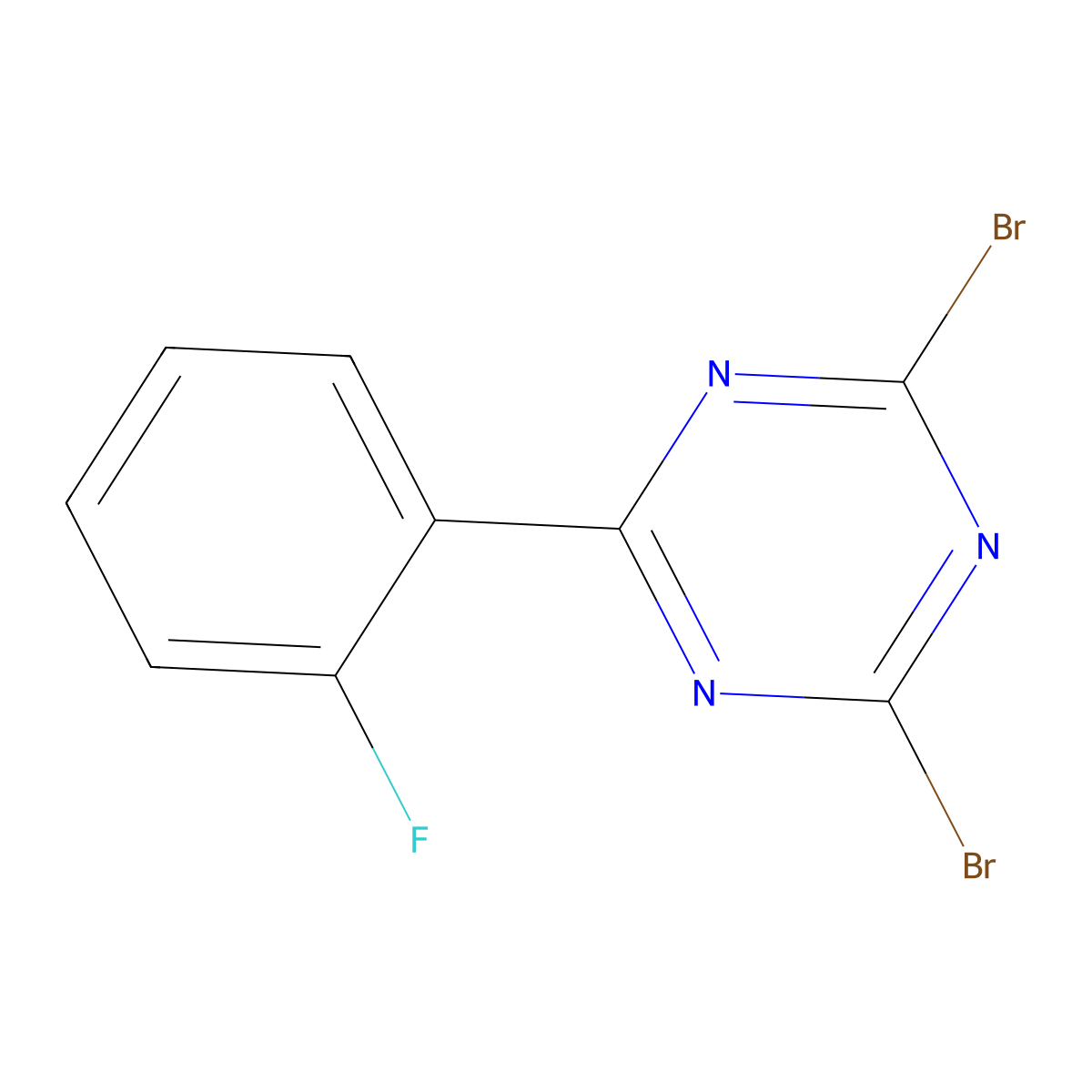 2,4-Dibromo-6-(2-fluorophenyl)-1,3,5-triazine molecular structure, CAS 1374664-52-4