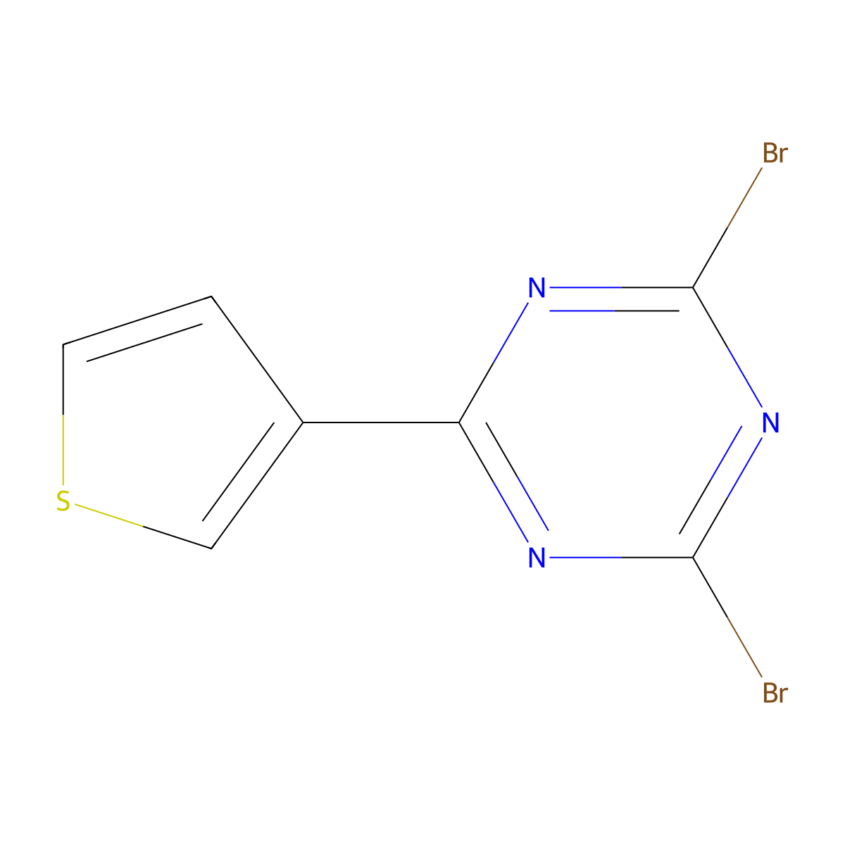 2,4-Dibromo-6-(3-thienyl)-1,3,5-triazine molecular structure, CAS 1374664-58-0