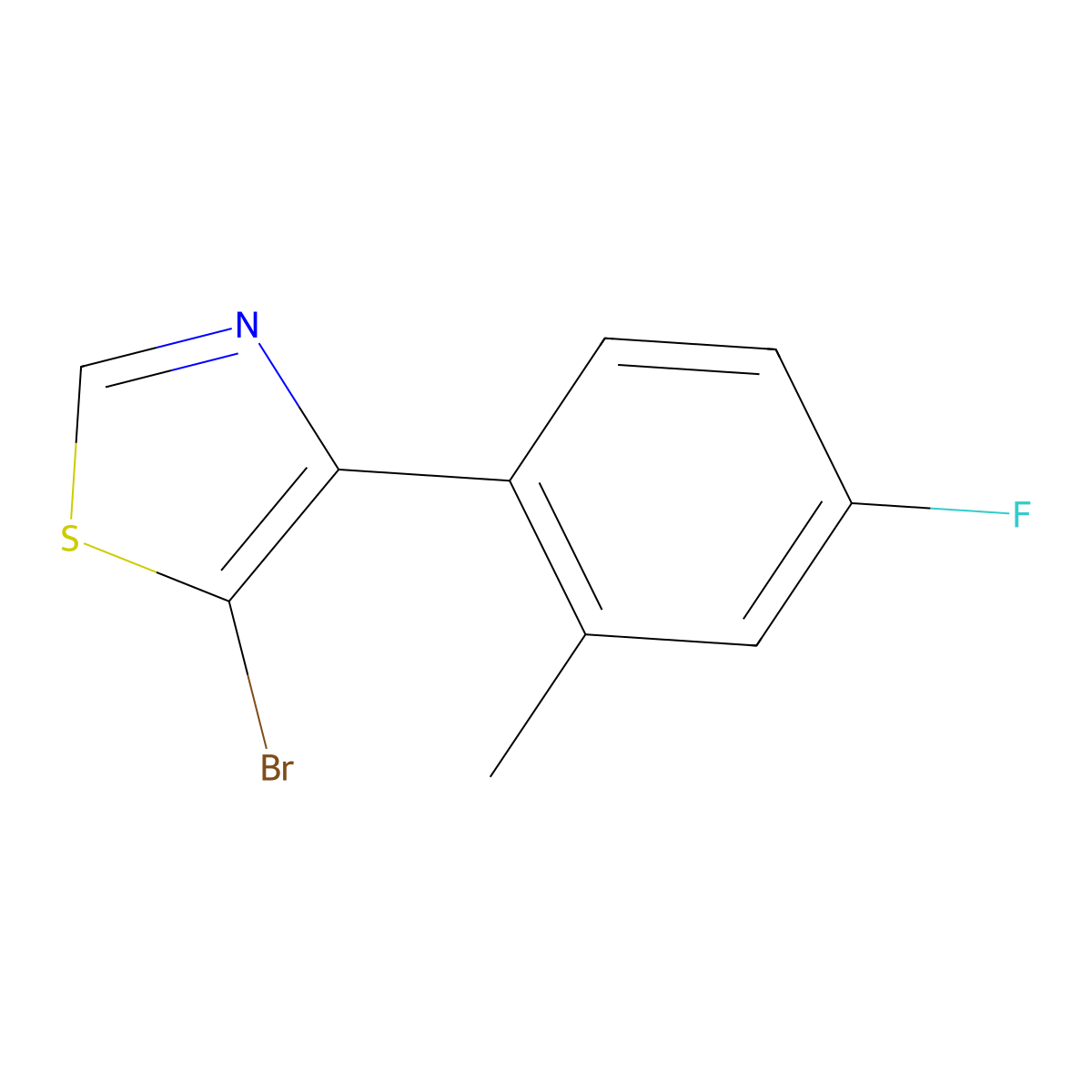 5-Bromo-4-(2-methyl-4-fluorophenyl)thiazole molecular structure, CAS 1374664-67-1
