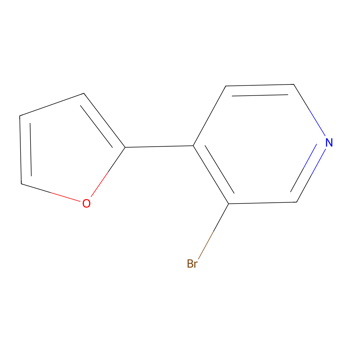 3-Bromo-4-(2-furanyl)pyridine molecular structure, CAS 1374664-81-9