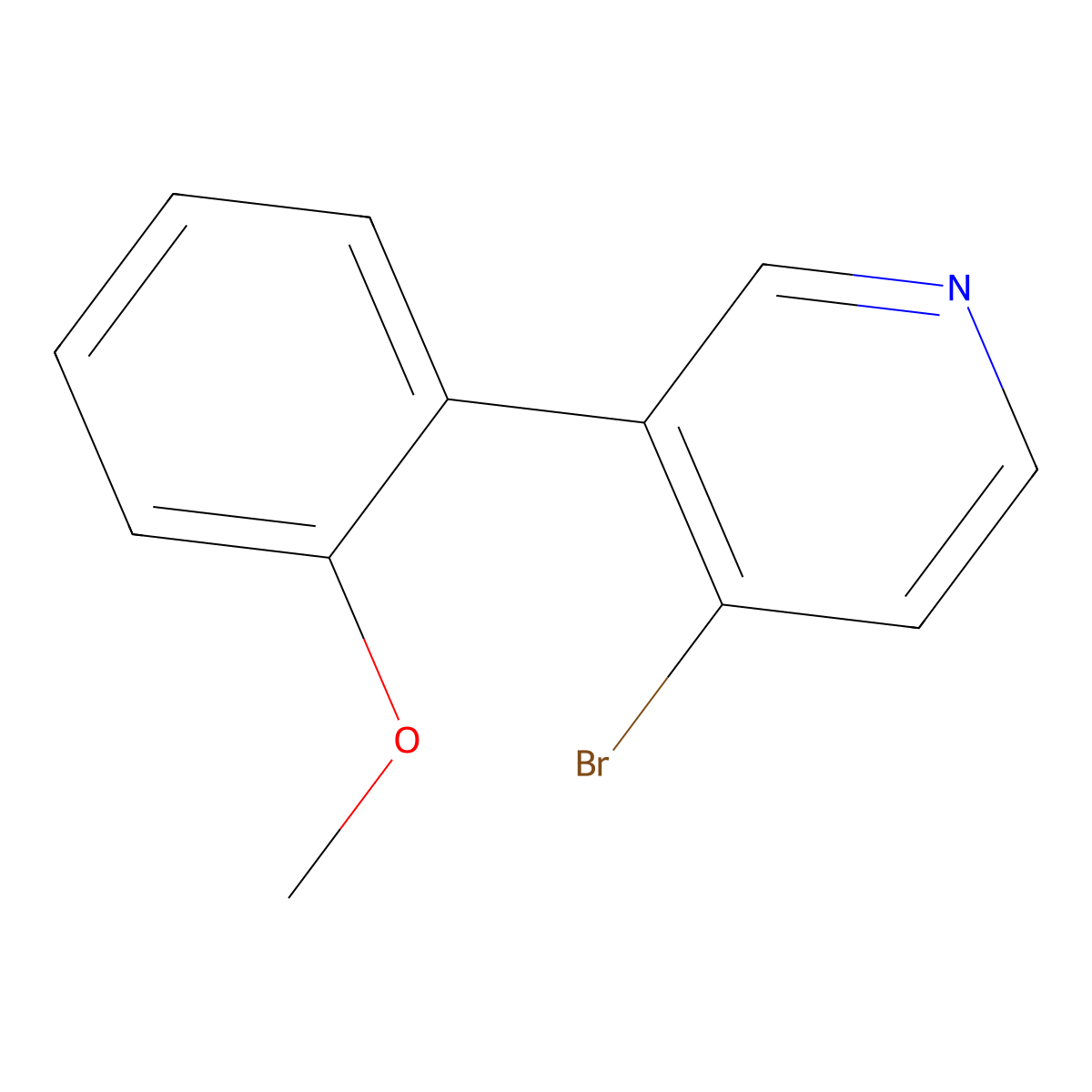 4-Bromo-3-(2-methoxyphenyl)pyridine molecular structure, CAS 1374664-83-1