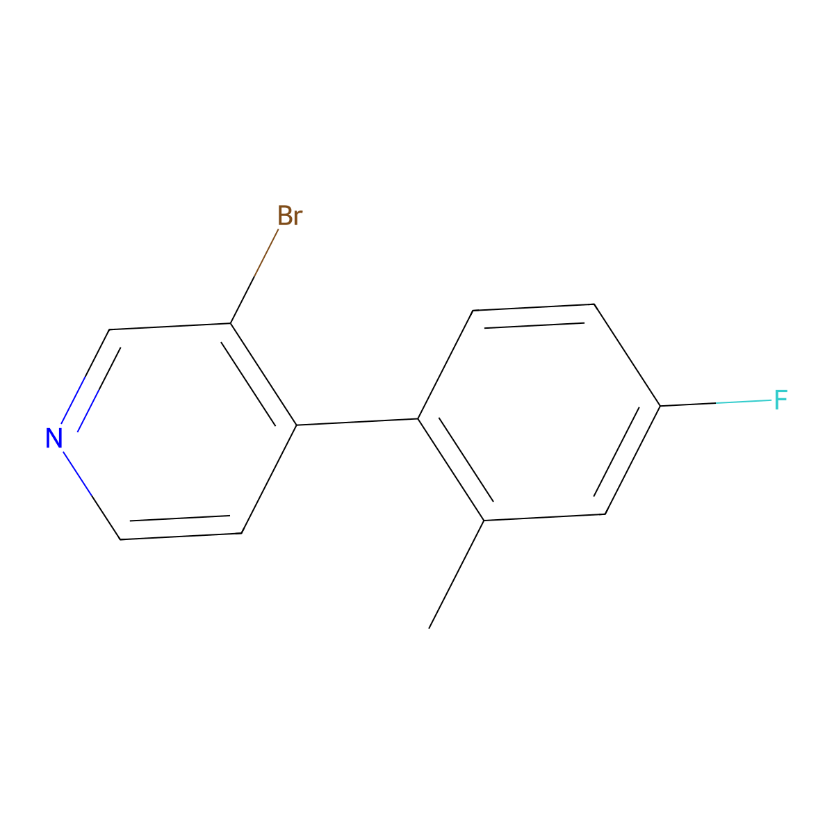 3-Bromo-4-(2-methyl-4-fluorophenyl)pyridine molecular structure, CAS 1374665-01-6