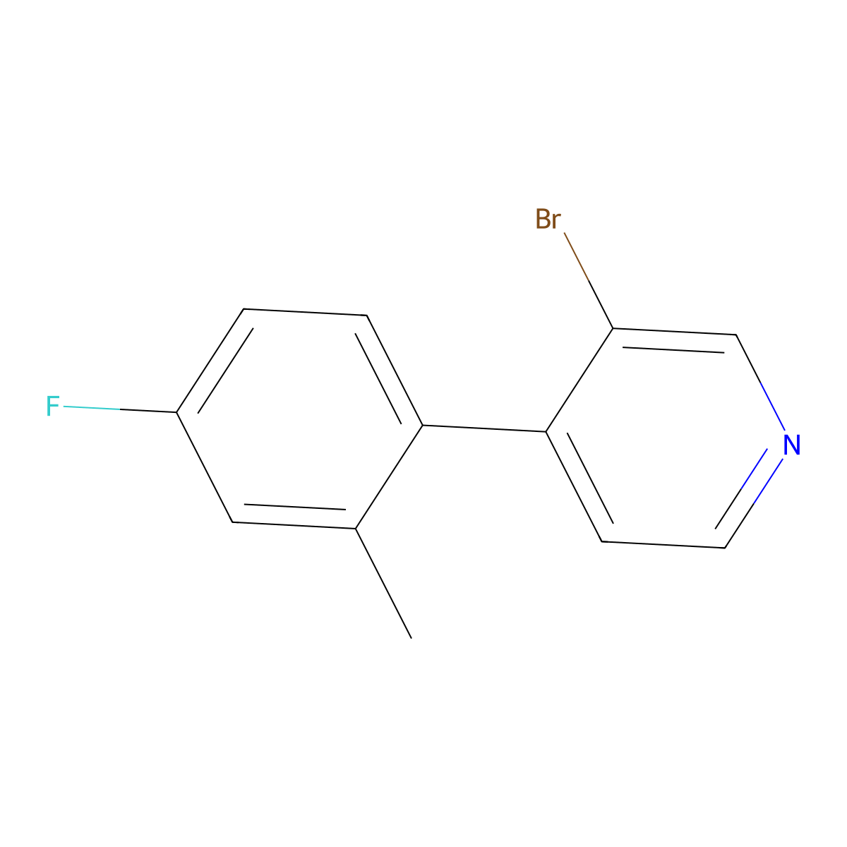 3-Bromo-4-(2-methyl-4-fluorophenyl)pyridine molecular structure, CAS 1374665-01-6