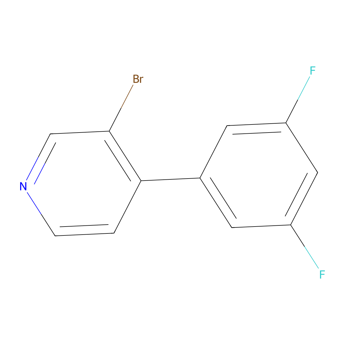 3-Bromo-4-(3,5-difluorophenyl)pyridine molecular structure, CAS 1374665-13-0
