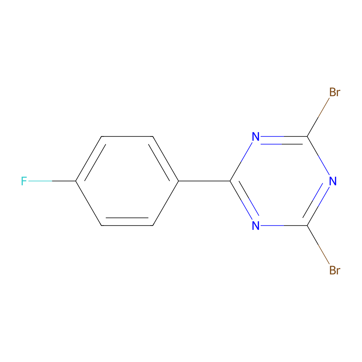 2,4-Dibromo-6-(4-fluorophenyl)-1,3,5-triazine molecular structure, CAS 1374665-19-6