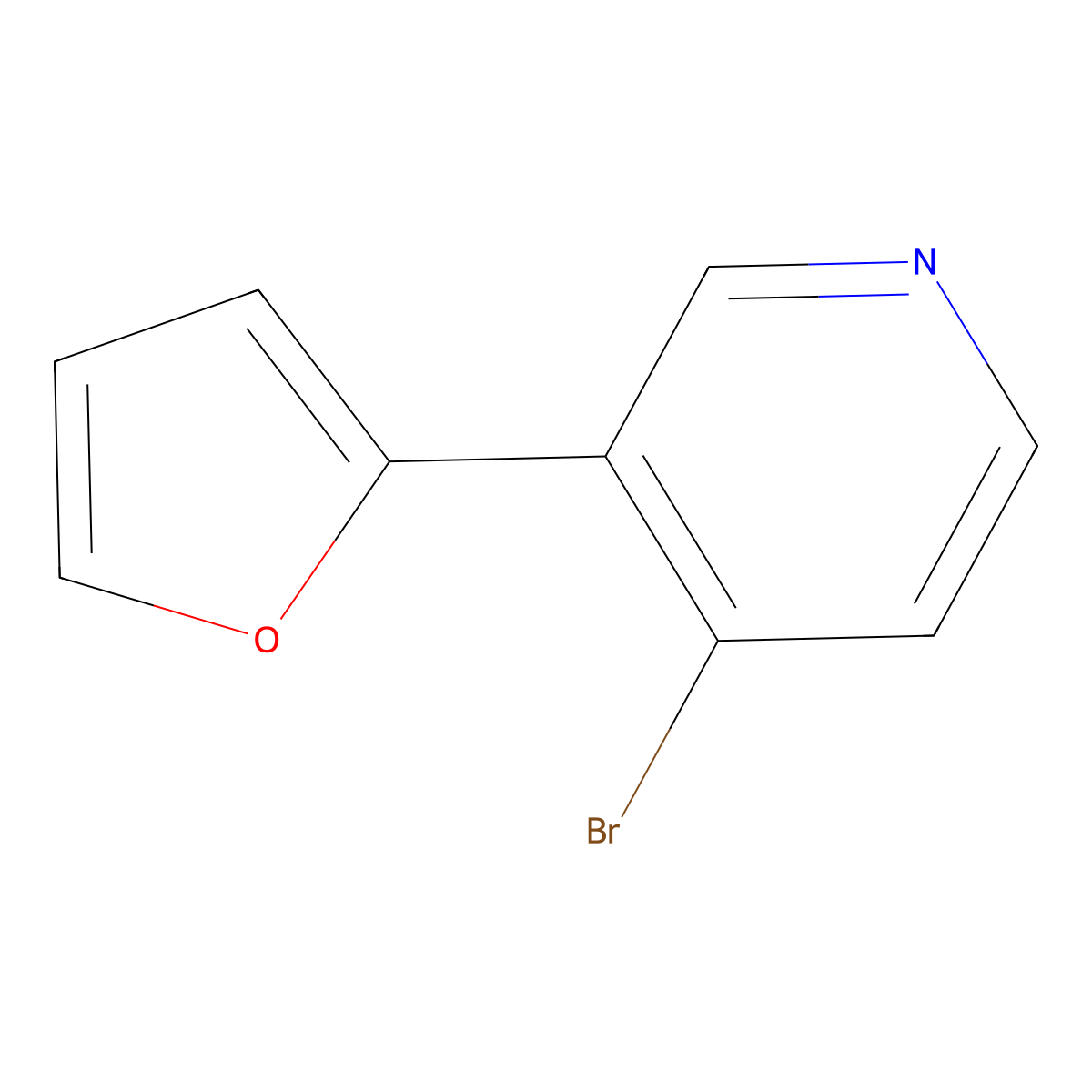 4-Bromo-3-(2-furyl)pyridine molecular structure, CAS 1374665-24-3