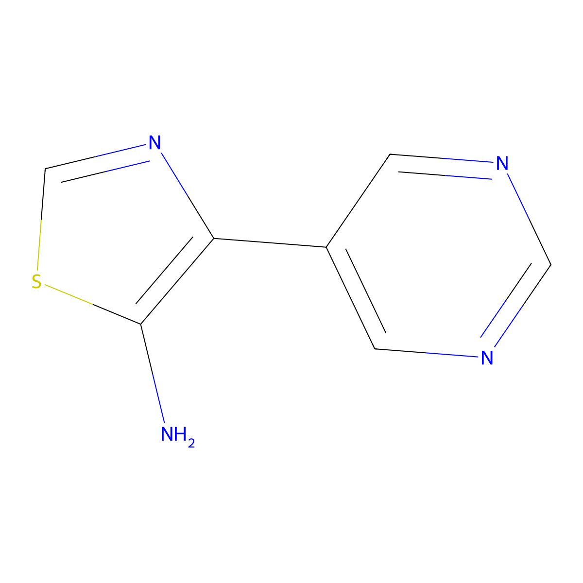 5-Amino-4-(5-pyrimidyl)thiazole molecular structure, CAS 1374665-25-4
