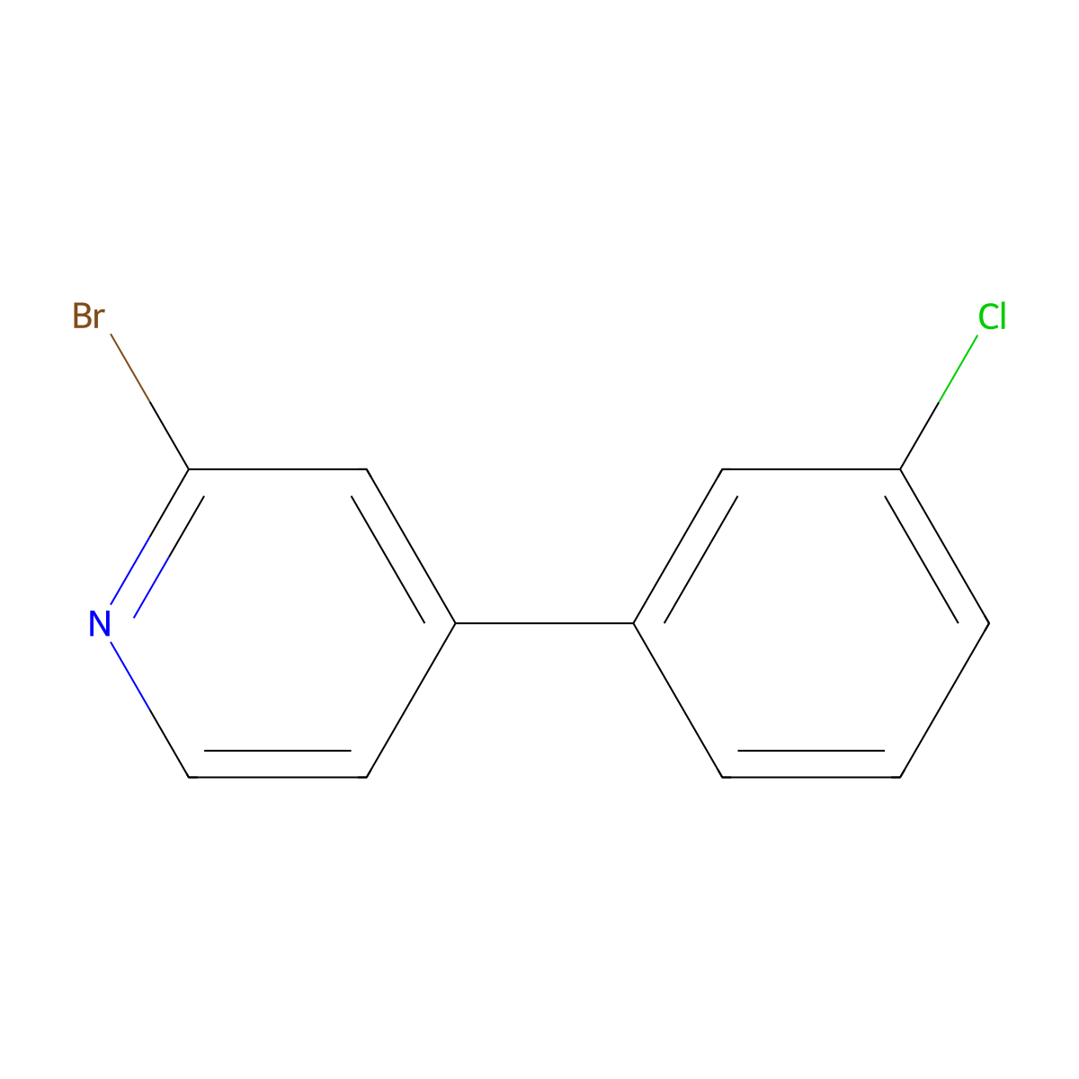Pyridine, 2-bromo-4-(3-chlorophenyl)- molecular structure, CAS 1374665-28-7