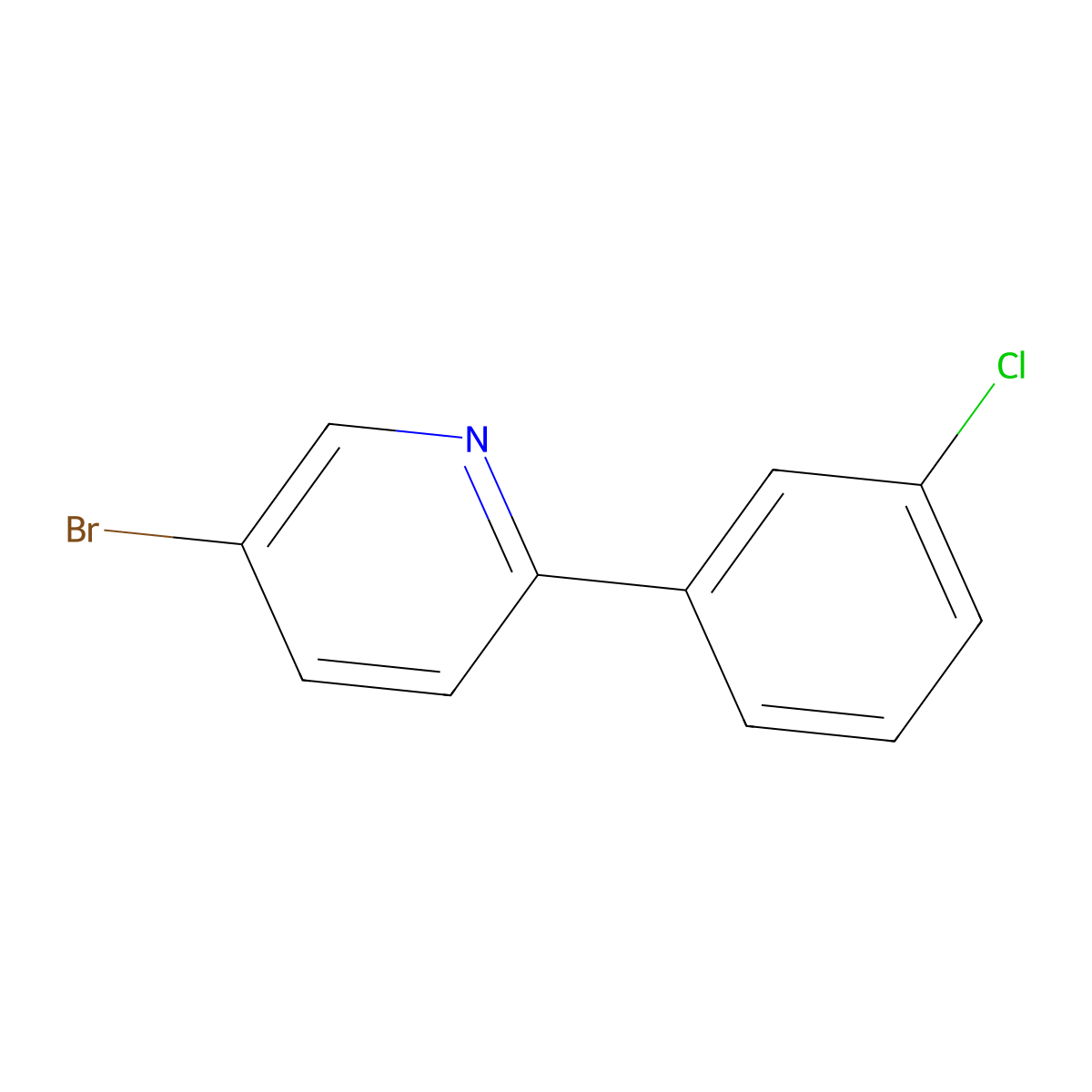 Pyridine, 5-bromo-2-(3-chlorophenyl)- molecular structure, CAS 1374665-29-8