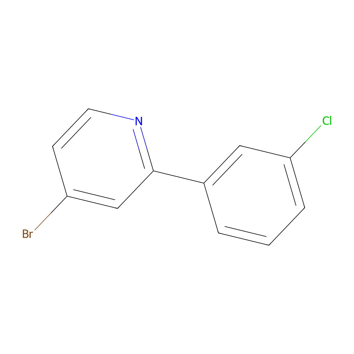 4-Bromo-2-(3-chlorophenyl)pyridine molecular structure, CAS 1374665-30-1