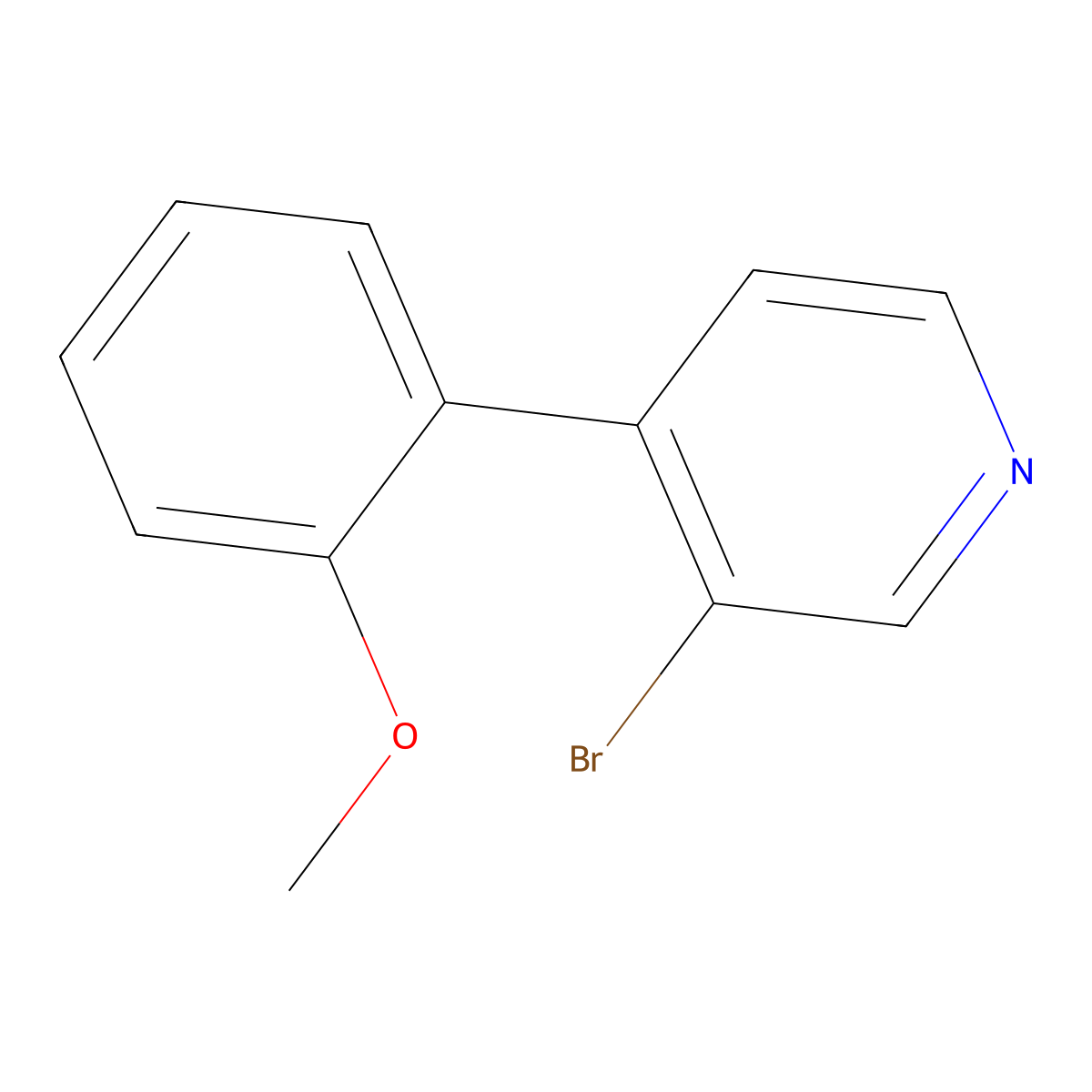 3-Bromo-4-(2-methoxyphenyl)pyridine molecular structure, CAS 1374665-32-3