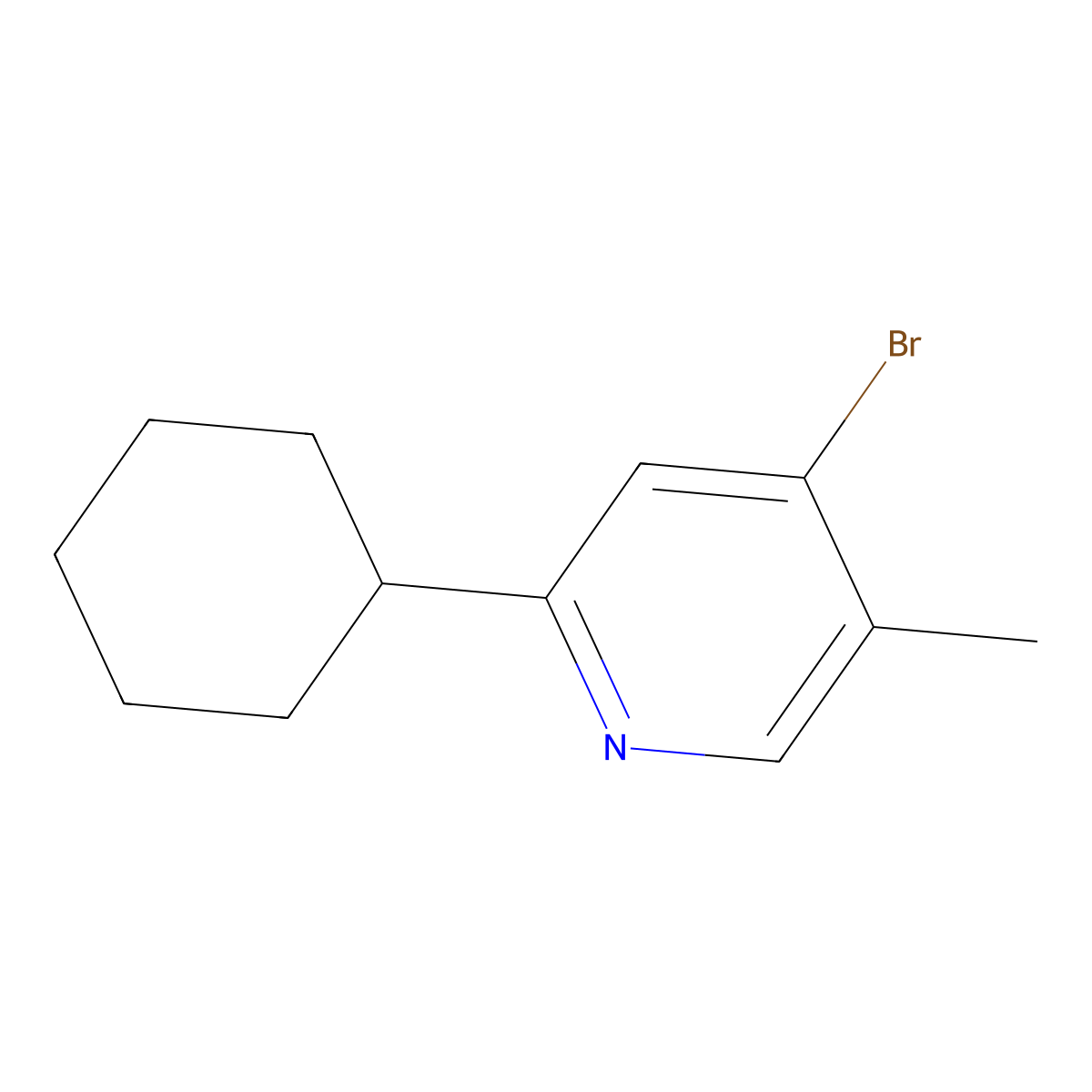 4-Bromo-5-methyl-2-(cyclohexyl)pyridine molecular structure, CAS 1374665-35-6