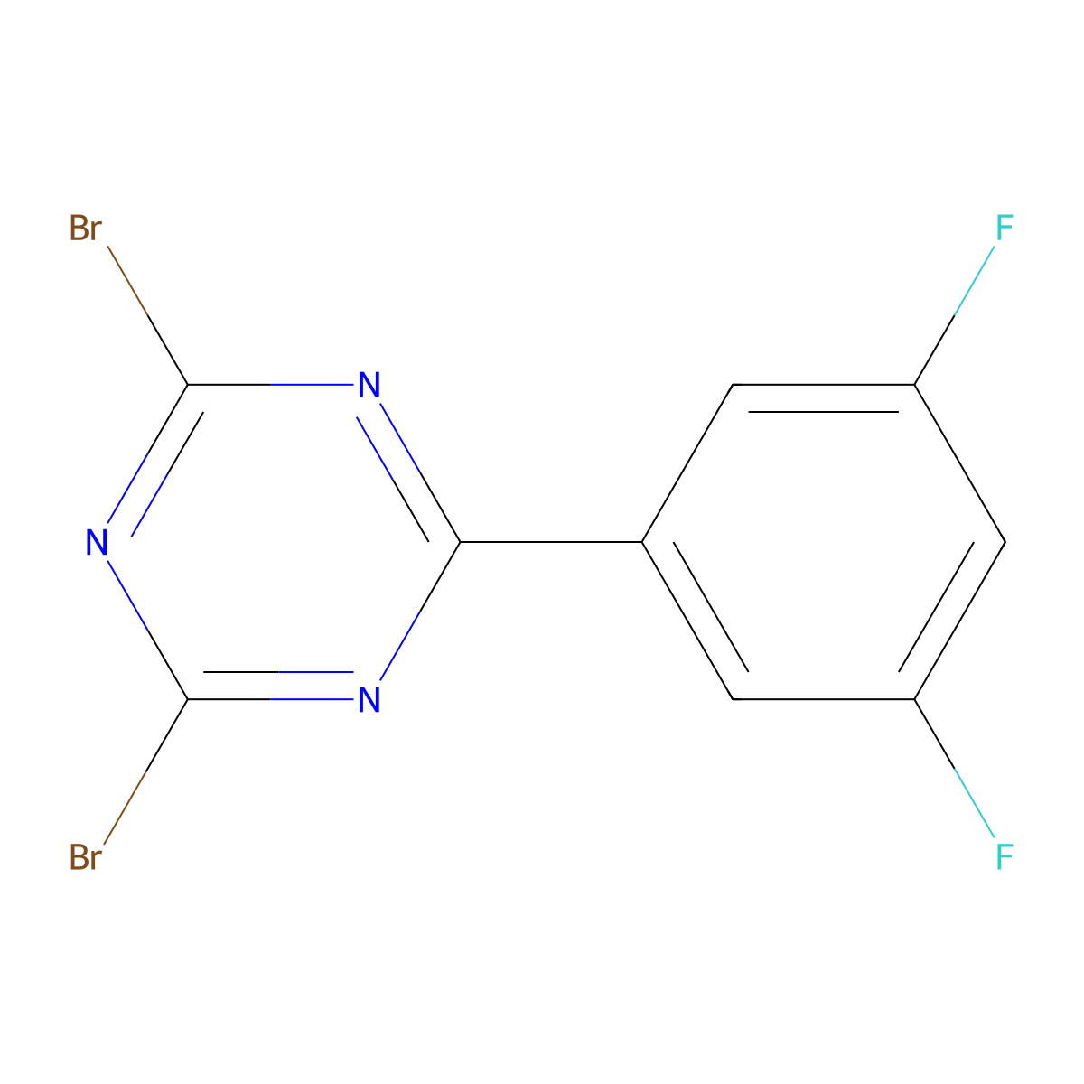 2,4-Dibromo-6-(3,5-difluorophenyl)-1,3,5-triazine molecular structure, CAS 1374665-38-9